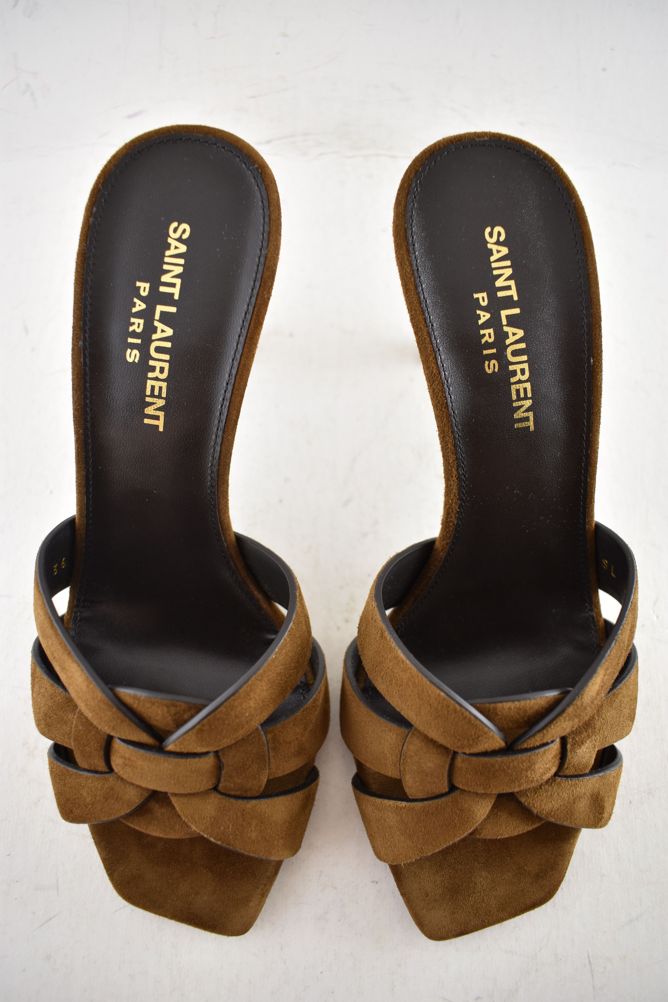 Saint Laurent Paris Tribute 85 Mule Sandal Land Suede Backless Heel Pump 36 Size US 6 / IT 36 - 11 Thumbnail