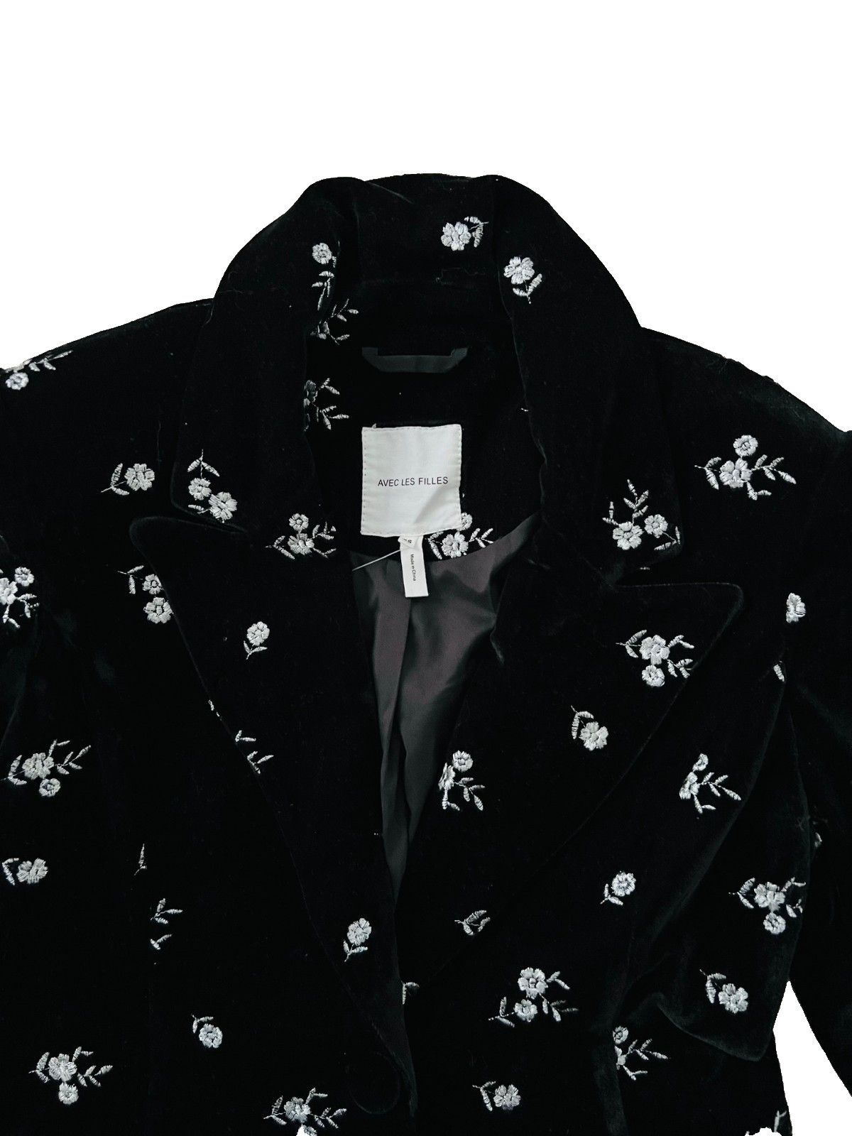 Other Avec Les Filles Floral Velvet Tuxedo Blazer Black ( XS ) Size XS / US 0-2 / IT 36-38 - 4 Thumbnail