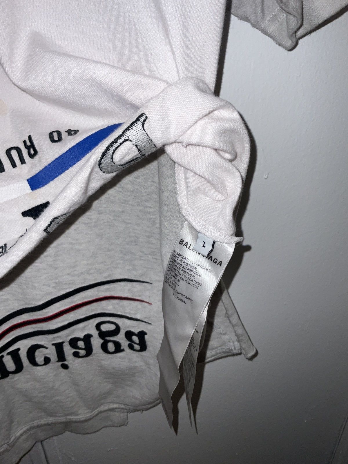 Balenciaga Balenciaga Dual T-Shirt- Grey/White, L Size US L / EU 52-54 / 3 - 5 Thumbnail