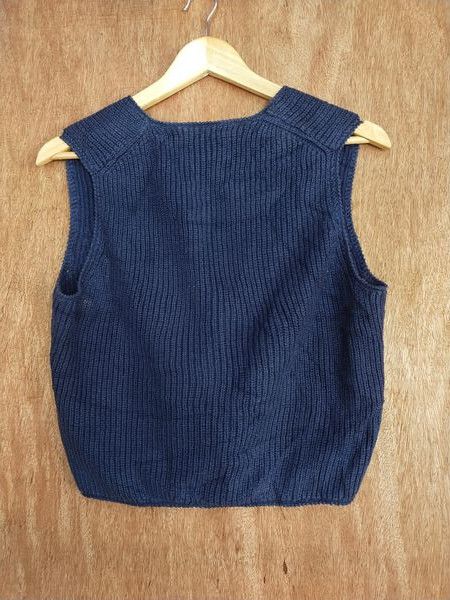 Vintage Way Out dark blue sleeveless vest knitwear cardigan #169DLL Size US S / EU 44-46 / 1 - 7 Thumbnail