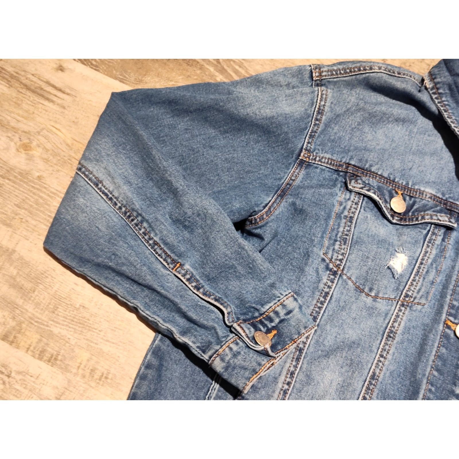 Denime WAX JEAN Women's Denim Jacket Medium Blue Button-Down Casual All Seasons Size 32" / US 10 / IT 46 - 4 Thumbnail