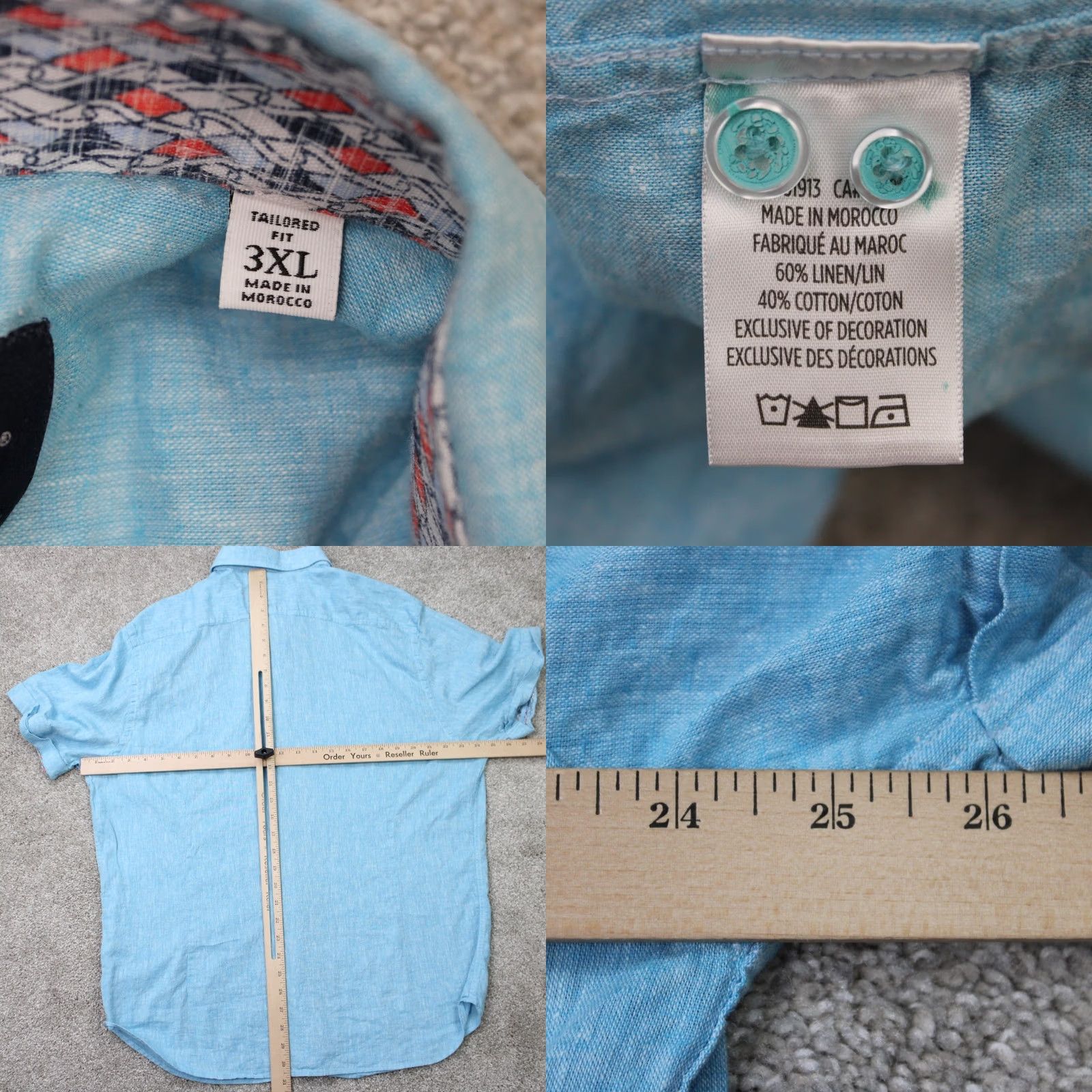 Robert Graham Robert Graham Blue Shirt Men 3XL Button-Up Cotton Linen Check Long Sleeve Classic Fit Shirt Size US XXL / EU 58 / 5 - 9 Thumbnail