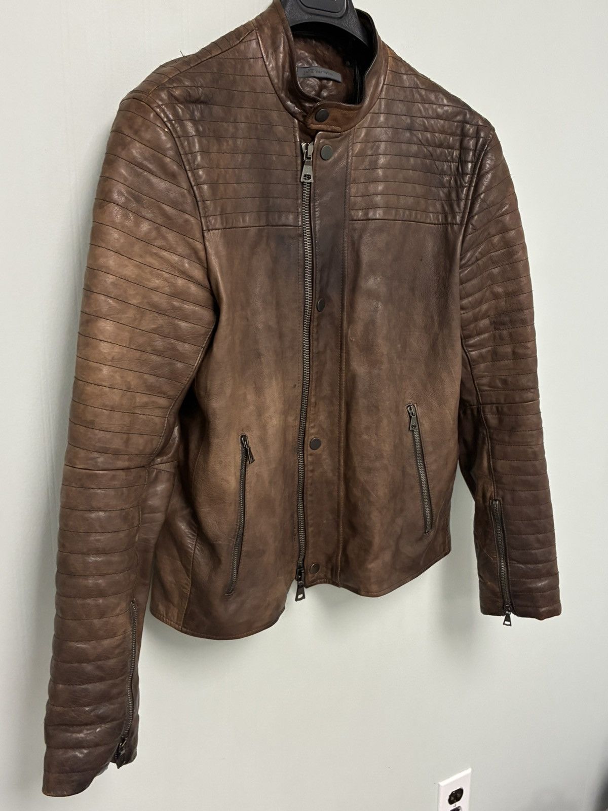 John Varvatos Distressed Biker Moto Leather Jacket Size EU 48 USA 38 Size US M / EU 48-50 / 2 - 5 Thumbnail