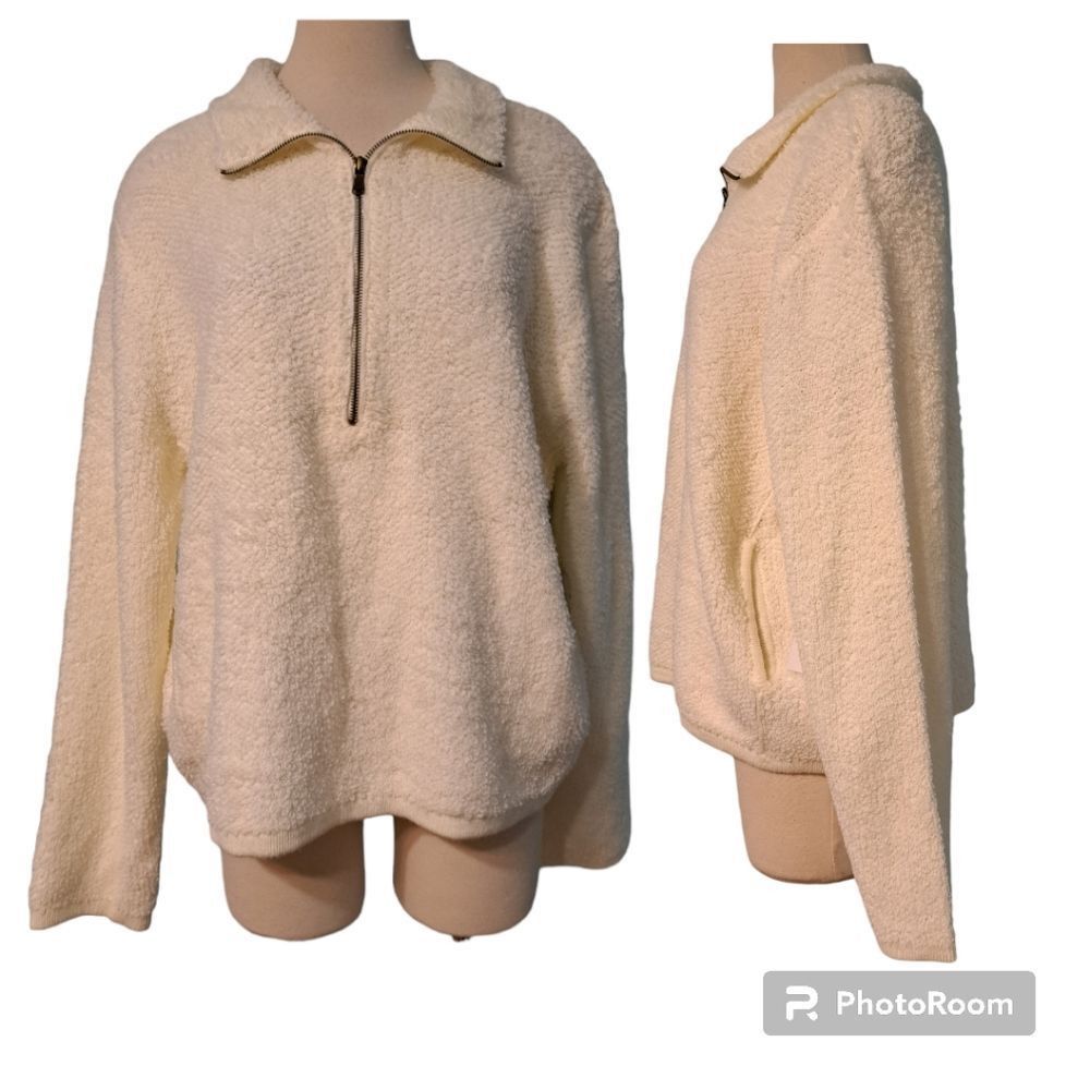 Other Teeberry & Weave Golly Sherpa Fur Quarter Zip Pullover Off W Size 3XL / US 20-22 - 4 Thumbnail