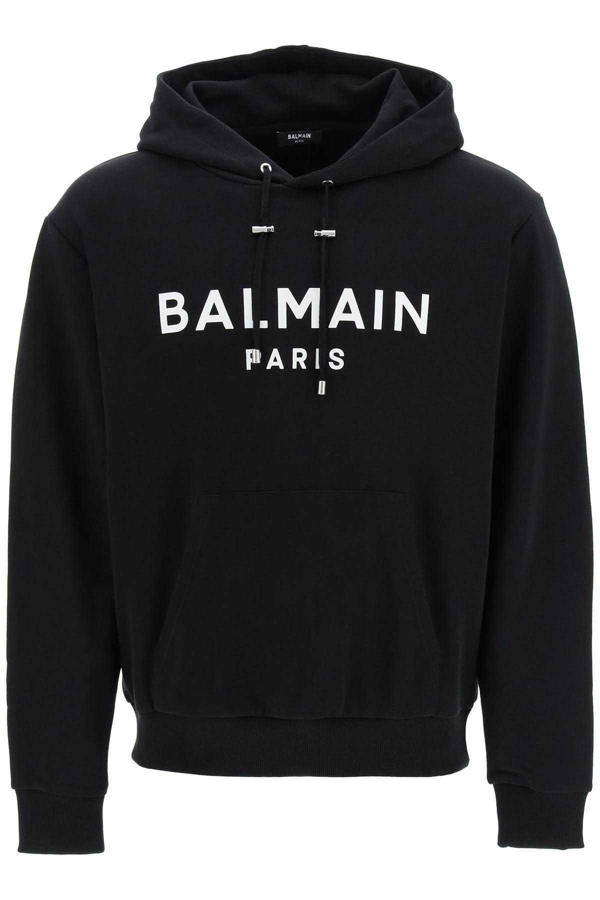 image of Balmain Logo Hoodie in Noir Blanc, Men's (Size Small)