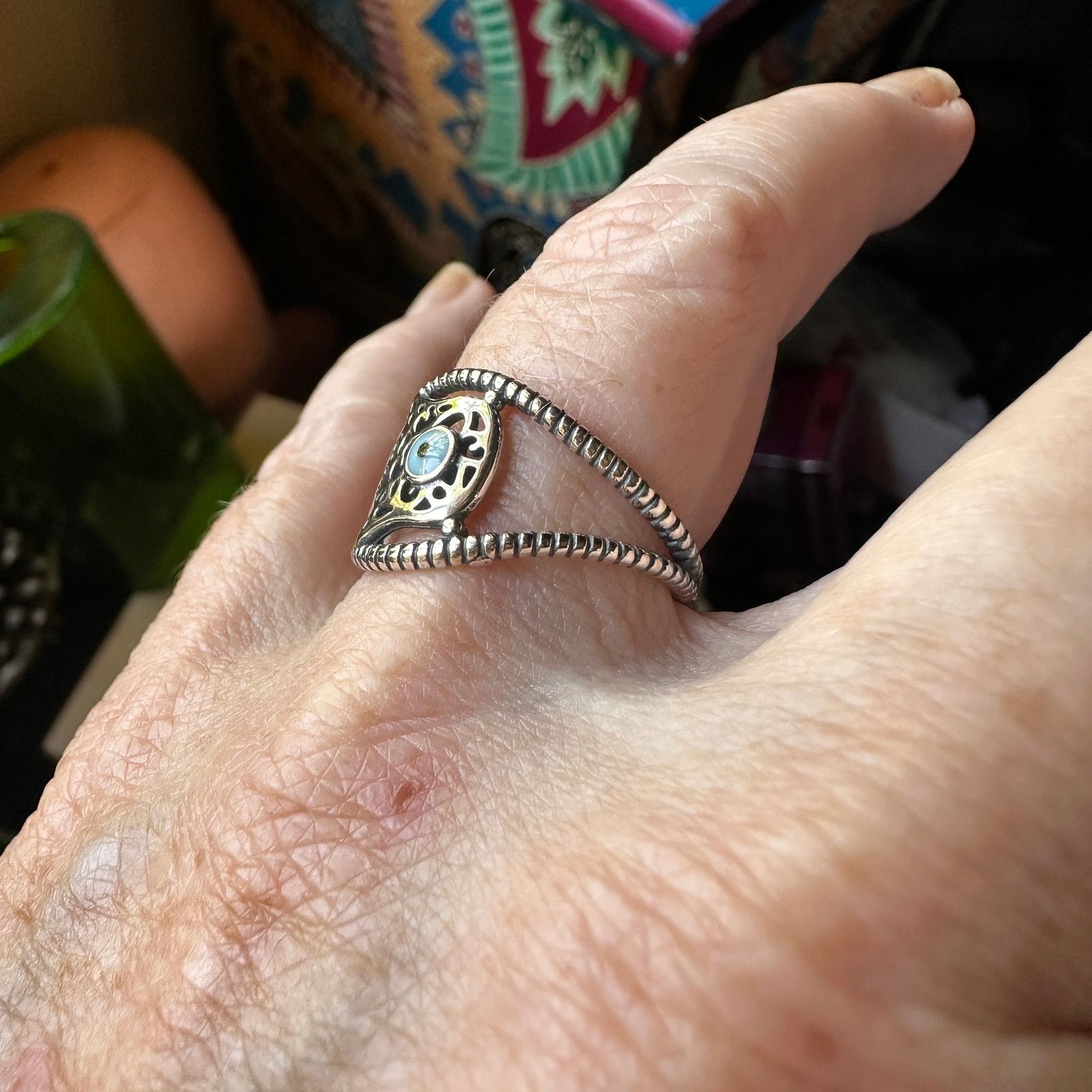 & Other Stories 925 Sterling Silver Hamsa Ring Size ONE SIZE - 6 Thumbnail