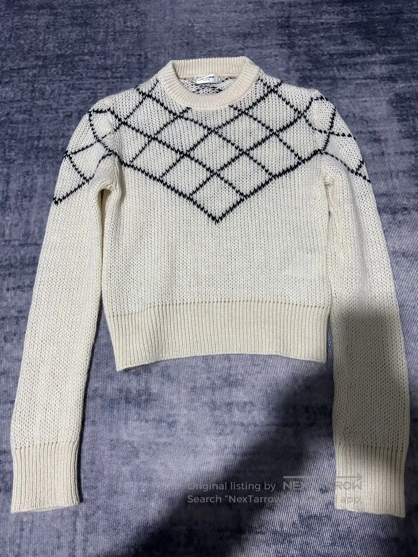 Saint Laurent Paris Saint Laurent SLP 21FW Argyle Cropped Sweater. Size XS / US 0-2 / IT 36-38 - 1 Thumbnail