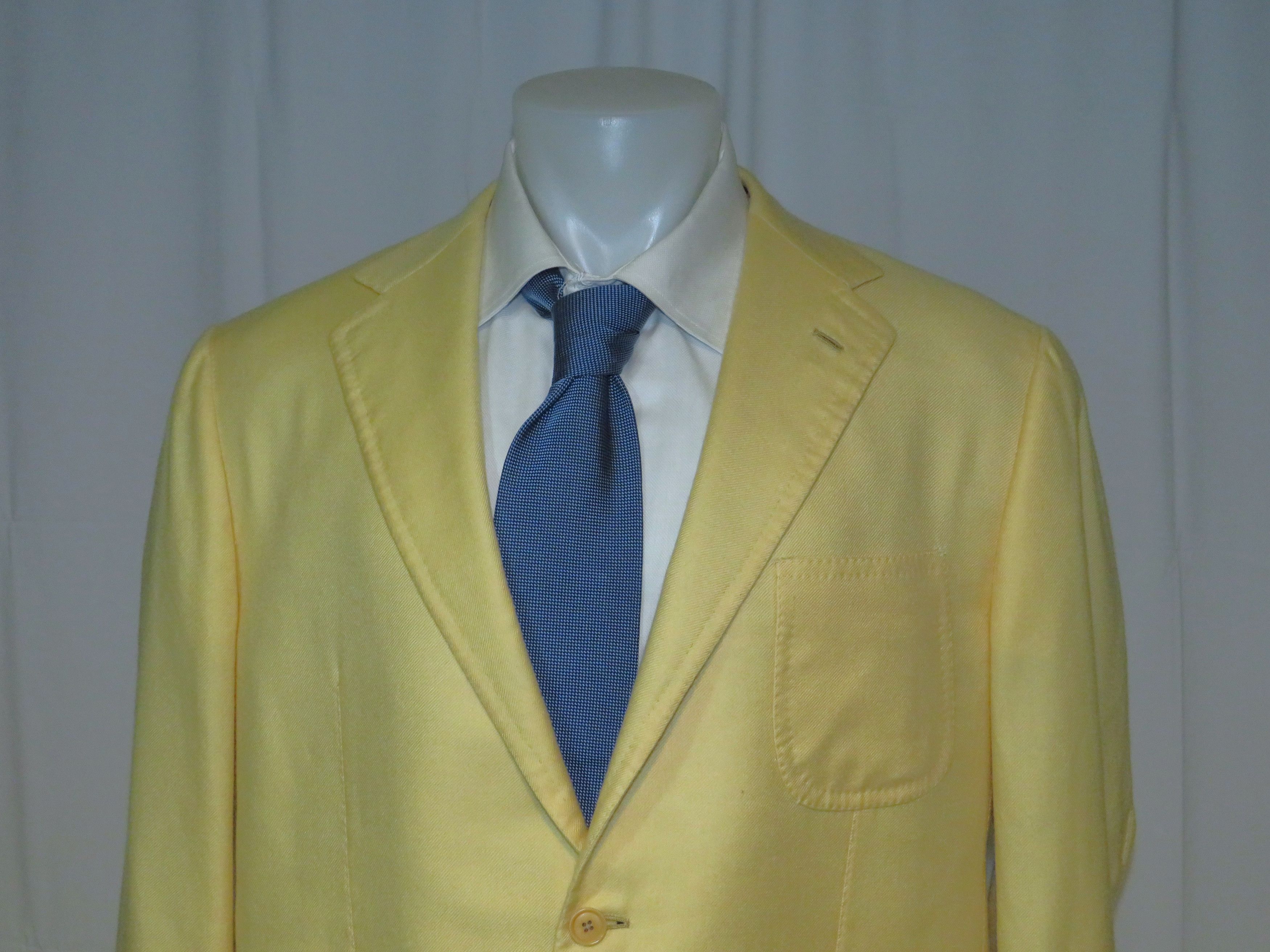 Tincati x Partenopea Bespoke Yellow Weave Cashmere Sport Coat 44L Size 44L - 2 Thumbnail