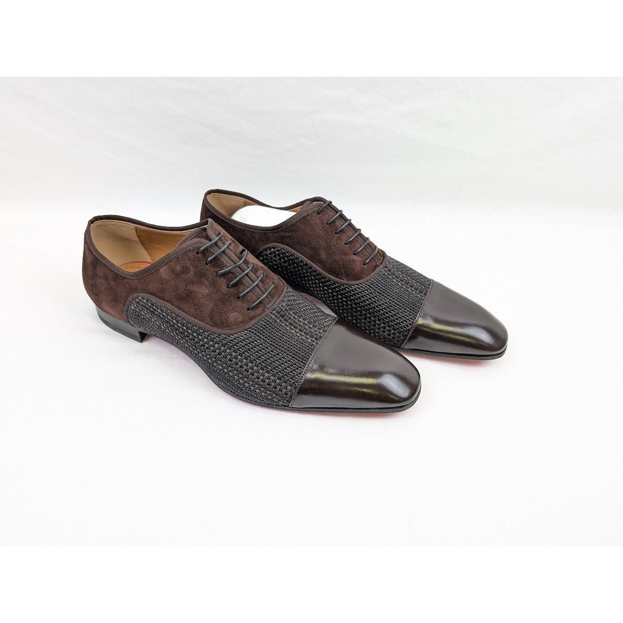 Christian Louboutin o1rshd1 Patent Calf Tresse Provence Lace Up Shoes Dark Brown Size US 11.5 / EU 44-45 - 14 Thumbnail