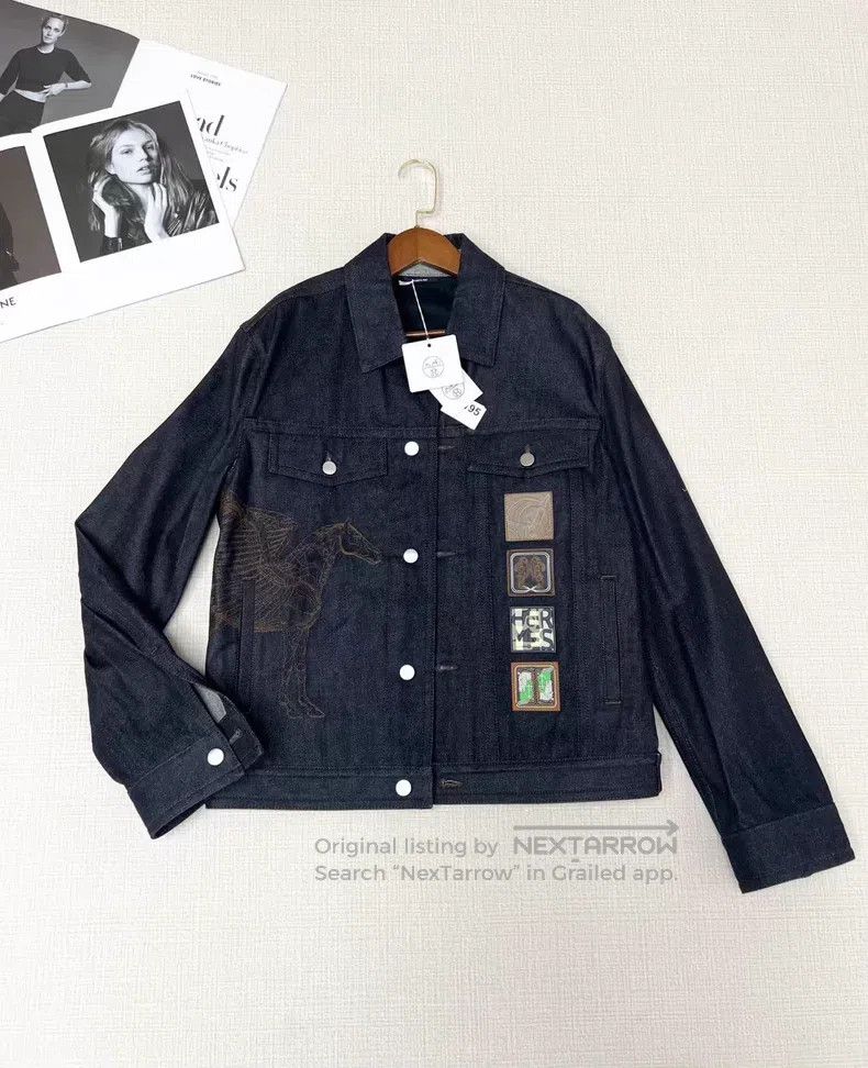 Hermes Hermes Flying horse embroidered denim jacket Size US M / EU 48-50 / 2 - 1 Thumbnail