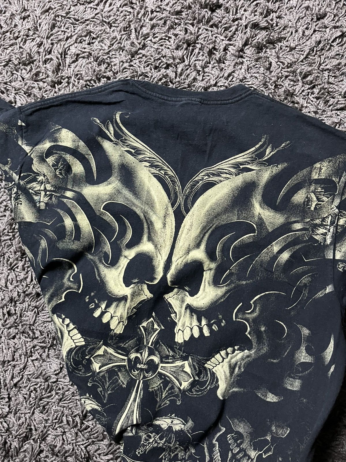Japanese Brand Vintage MMA Elite Style Print Skull Cross T-Shirt Y2K Grunge Size US XL / EU 56 / 4 - 6 Thumbnail