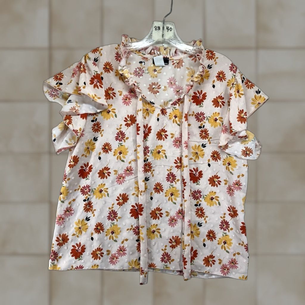Etro VINTAGE Ny Invasion Women's Top Flutter Front Tie V-Neck Floral 90s Bohemian Pink Flutter Sleeve Regular L Blouse Size L / US 10 / IT 46 - 1 Thumbnail
