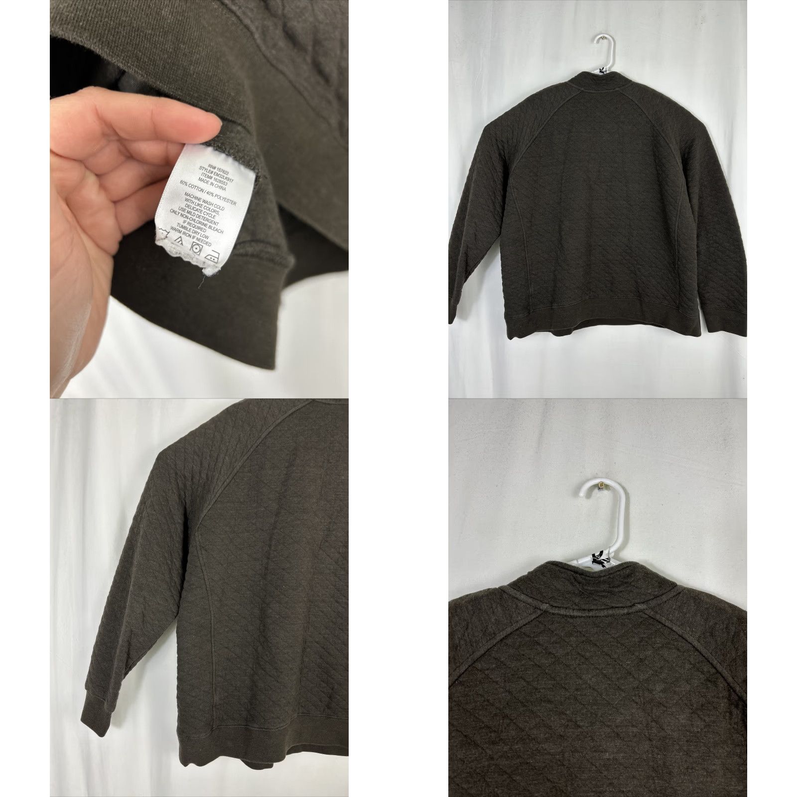 Eddie Bauer Eddie Bauer Mens XL Pullover Quilted Brown 1/4 Snap Pouch Pocket Sweater Size US XL / EU 56 / 4 - 8 Thumbnail