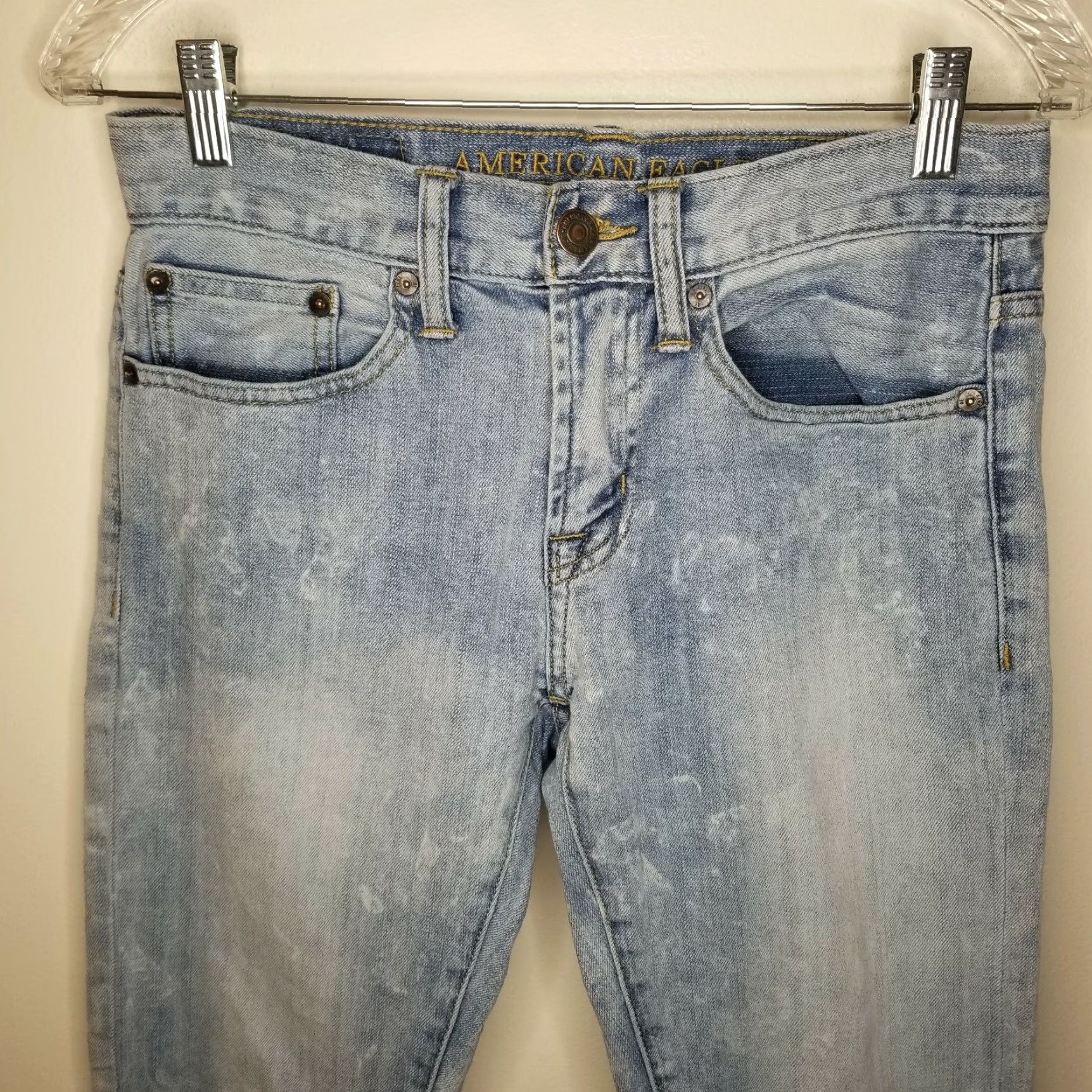 American Eagle Outfitters American Eagle Outfitters Jeans Women's Skinny Distressed Acid Wash Light Blue 28/30 Womens Size 28" / US 6 / IT 42 - 2 Thumbnail