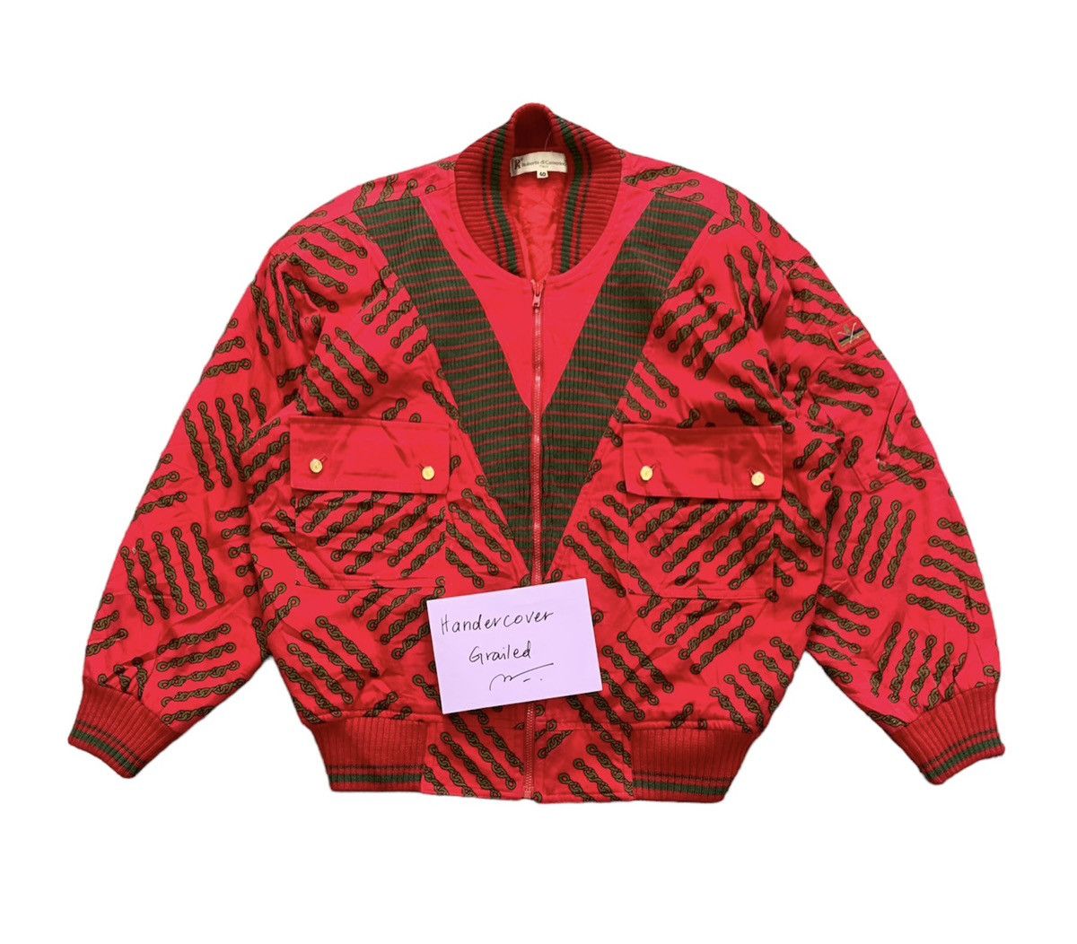 image of Art Comes First x Roberta Di Camerino Chain Art Printed Roberta Di Camerino Jacket in Red (Size Med