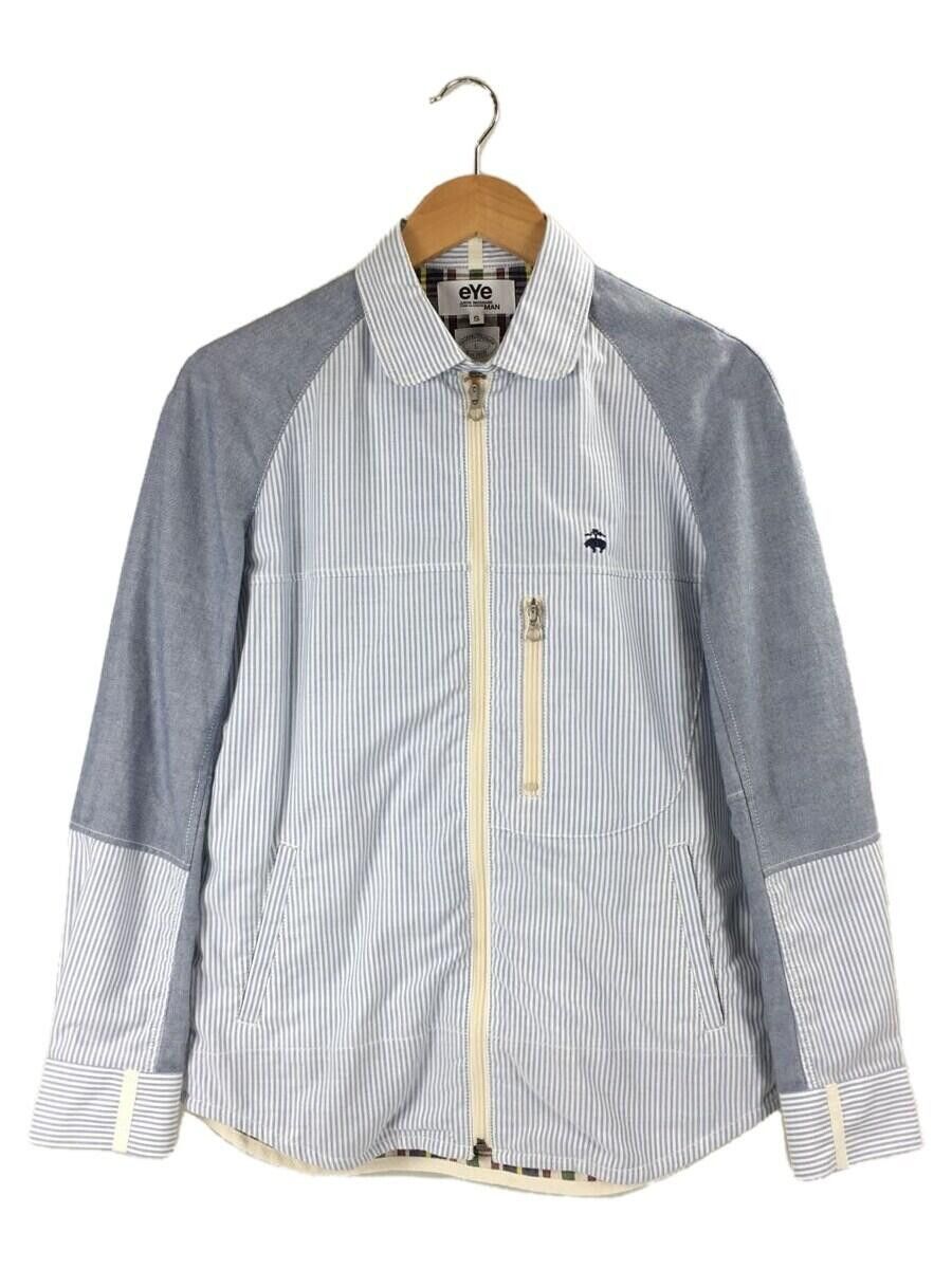Jacket Swing top Cotton Stripe Zip Up Piping Hem Blue