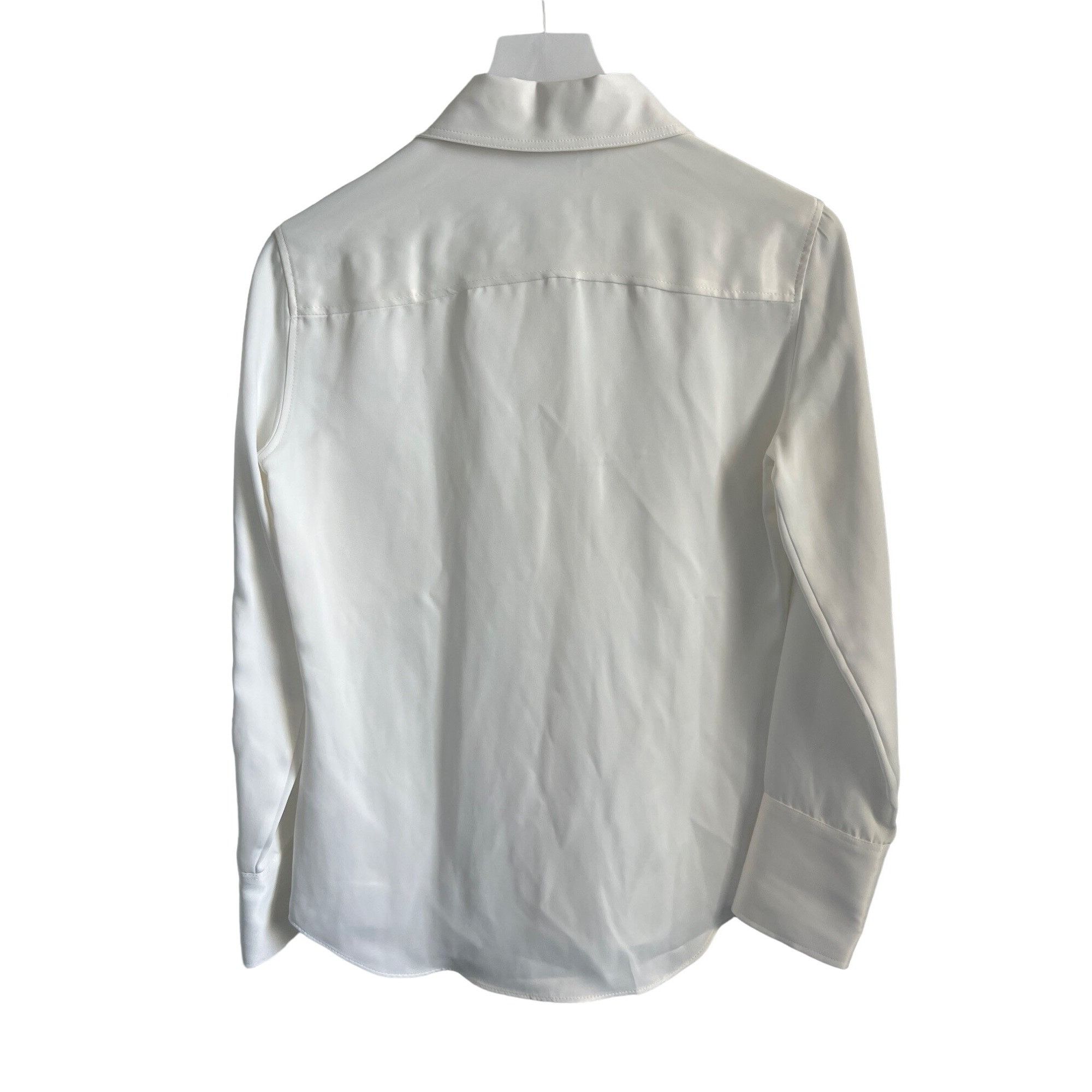 Zara Zara Ecru Silky Button-Up Shirt Size S / US 4 / IT 40 - 3 Thumbnail