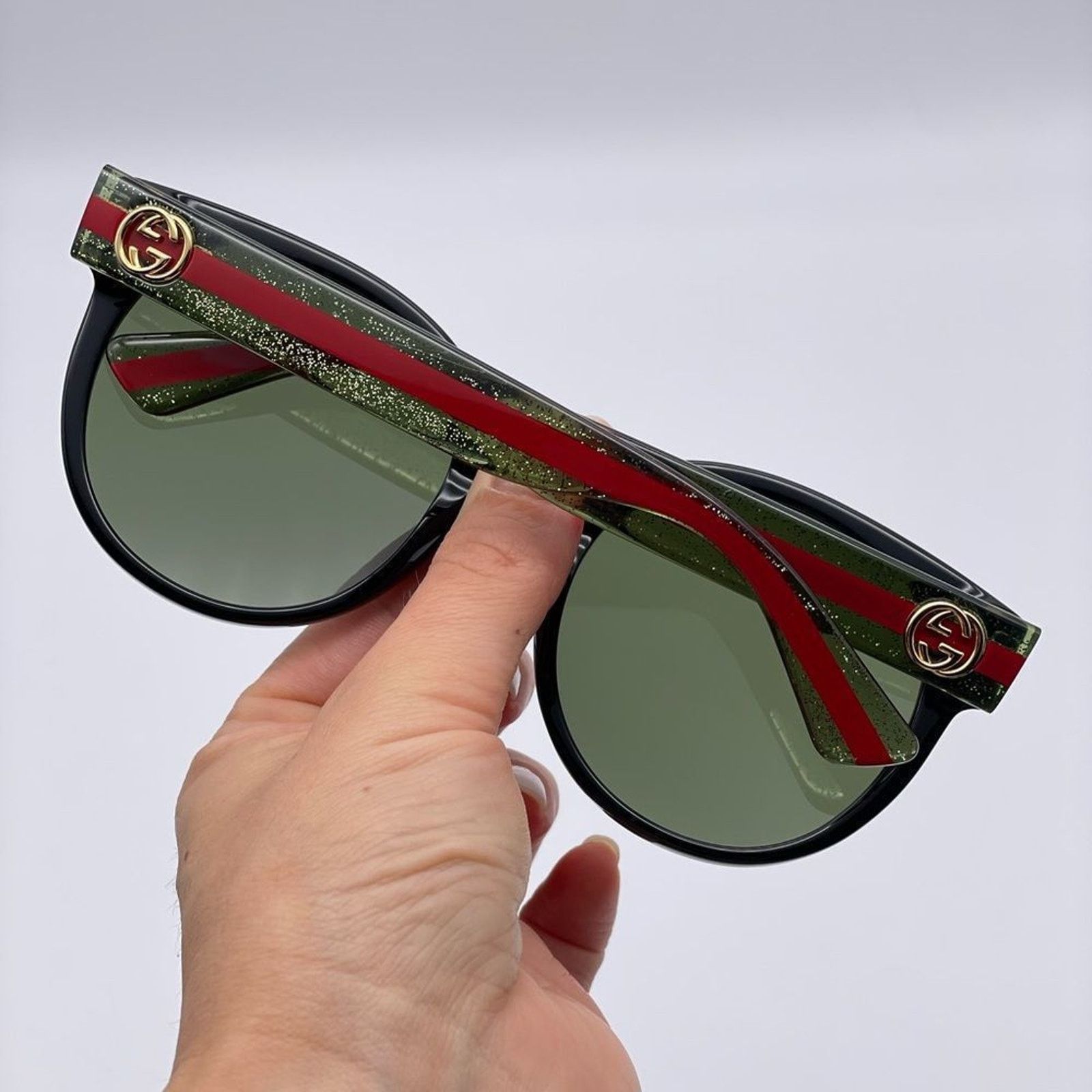 Gucci BRAND NEW GUCCI GG0035SN 002 Black/Green Women Sunglasses Size ONE SIZE - 10 Thumbnail