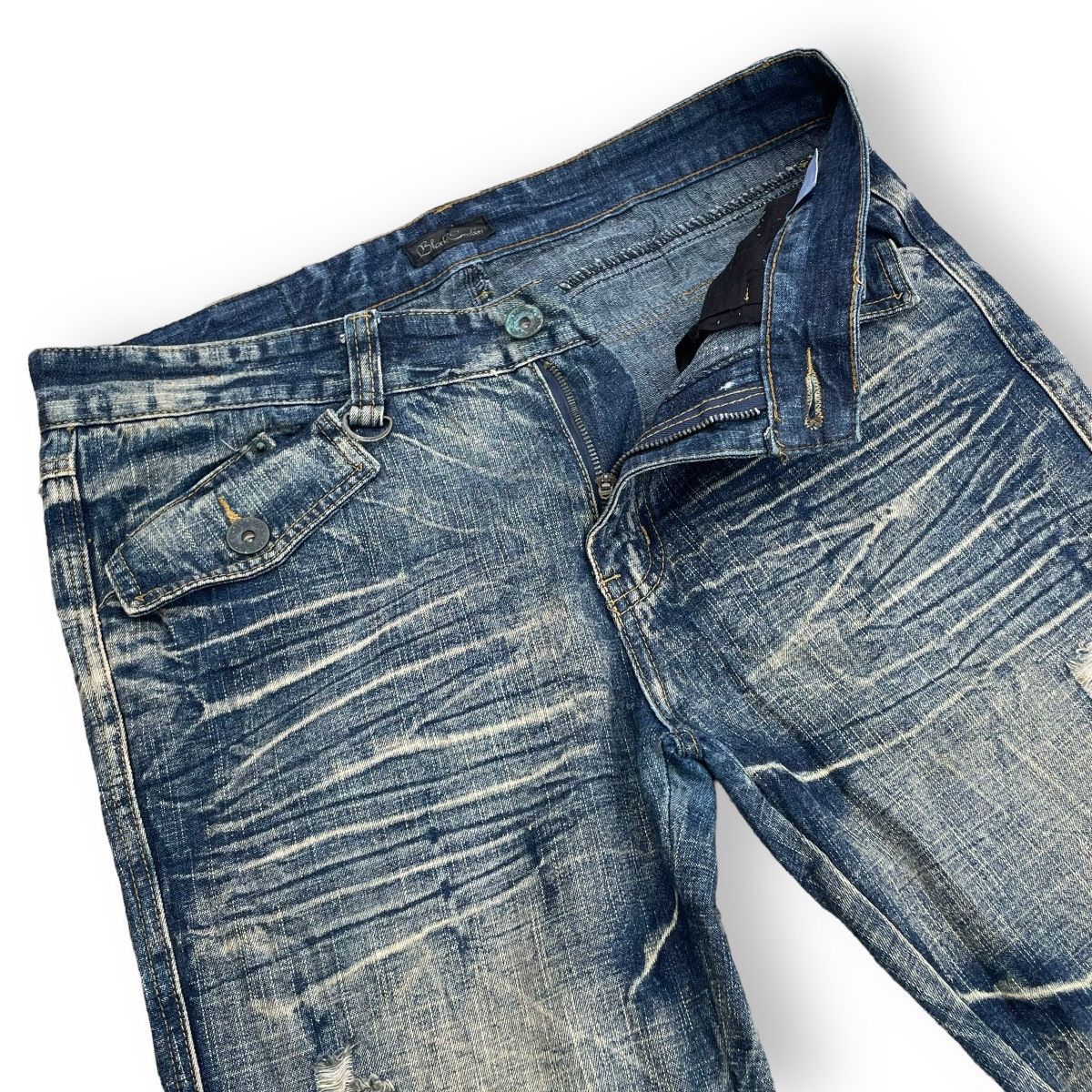 If Six Was Nine × Japanese Brand × Le Grande Bleu (L.G.B.) 🇯🇵 BLACK CROBON WASHED RUSTY FLARE DENIM PANTS Size US 34 / EU 50 - 6 Thumbnail