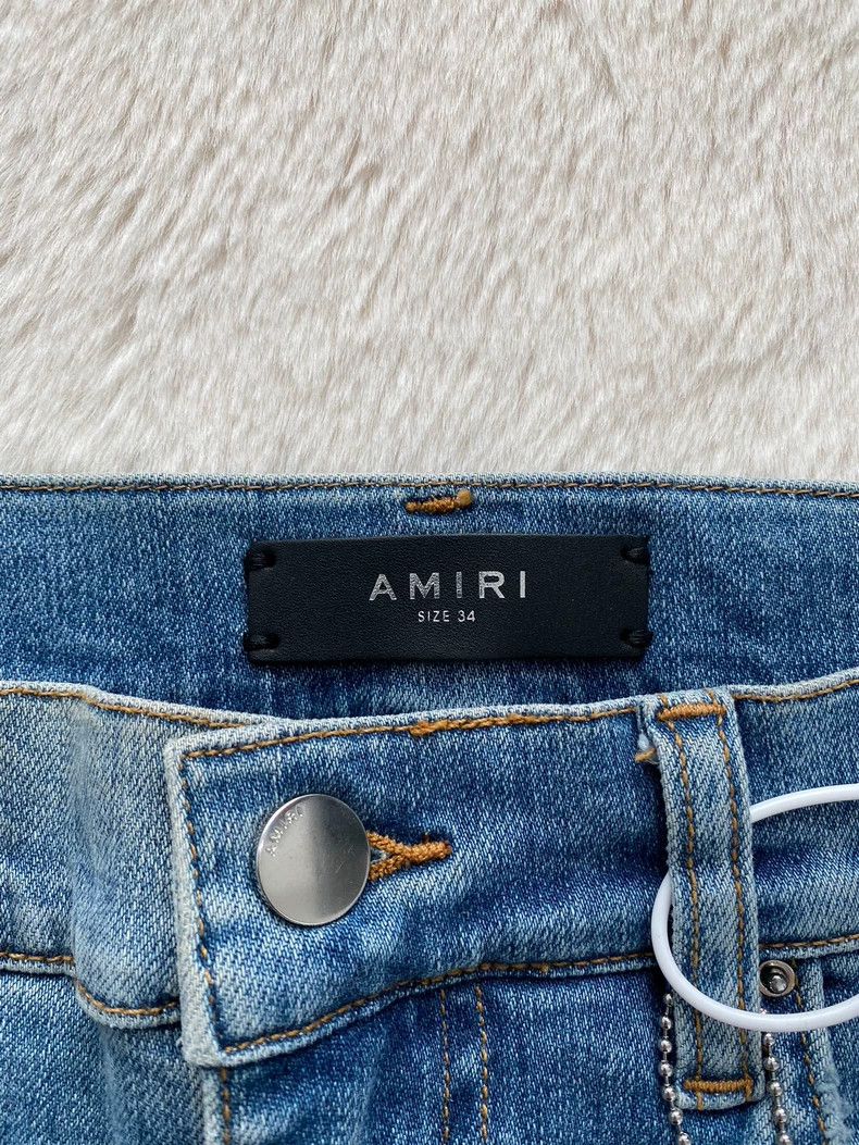 Amiri Amiri Washed Blue Destruction Thrasher Denim Jean Size US 34 / EU 50 - 2 Thumbnail