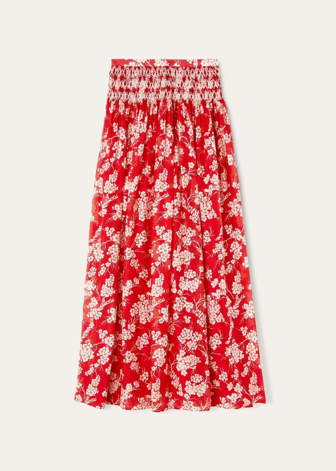 Loro Piana o1srvl11e0825 FAN6844 Loana Long Flared Skirt in Red/White Size 26" / US 2 / IT 38 - 1 Thumbnail
