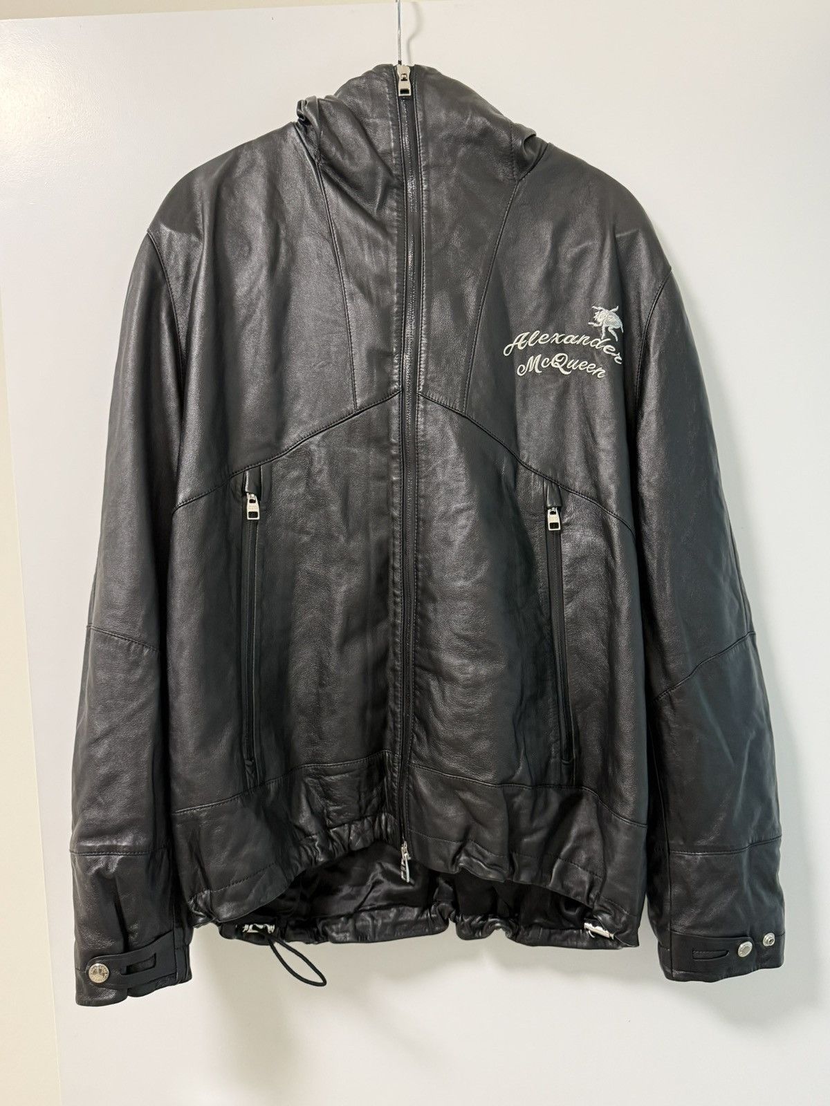 Alexander McQueen Alexander McQueen Leather Hooded Jacket Rare Size US L / EU 52-54 / 3 - 10 Thumbnail
