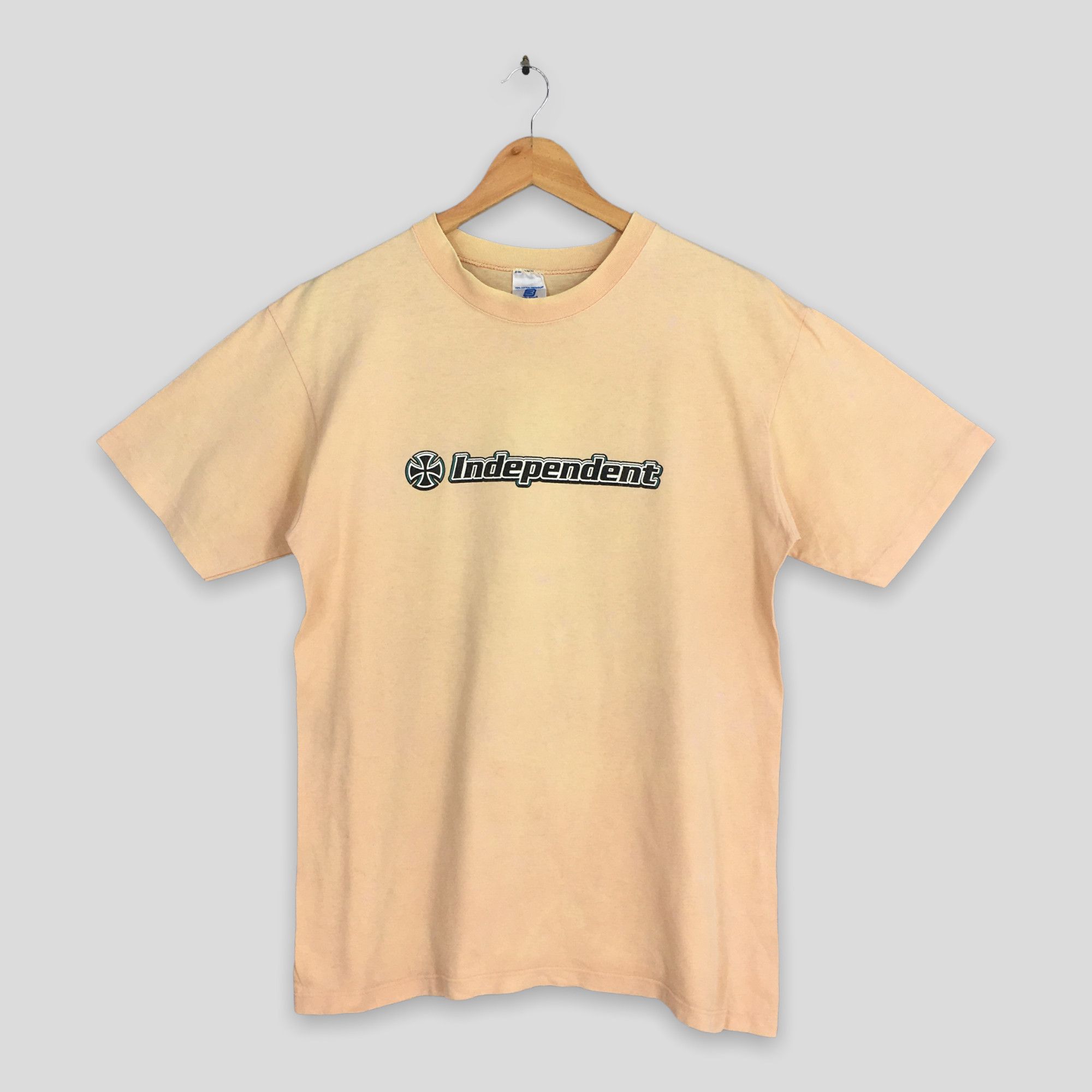 image of Independent Truck Co x New York Vintage 90's Independent Skates T Shirt Large in Mustard, Men's