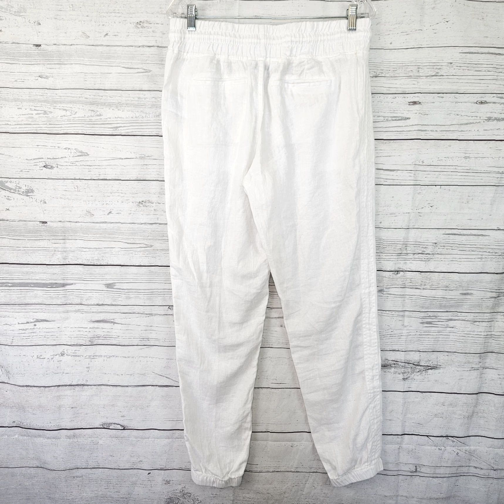 Athleta Athleta Womens Cabo Linen Jogger Sz 10 White High Rise Drawstring Pockets Pants 10 White Jogger Womens Size 32" / US 10 / IT 46 - 3 Thumbnail