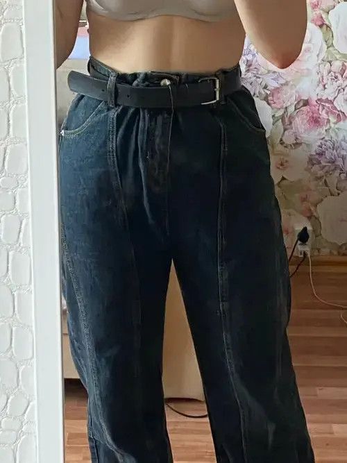 Other High Waist Vintage Straight Baggy Denim Pants Size 24" / US 00 / IT 34 - 4 Thumbnail