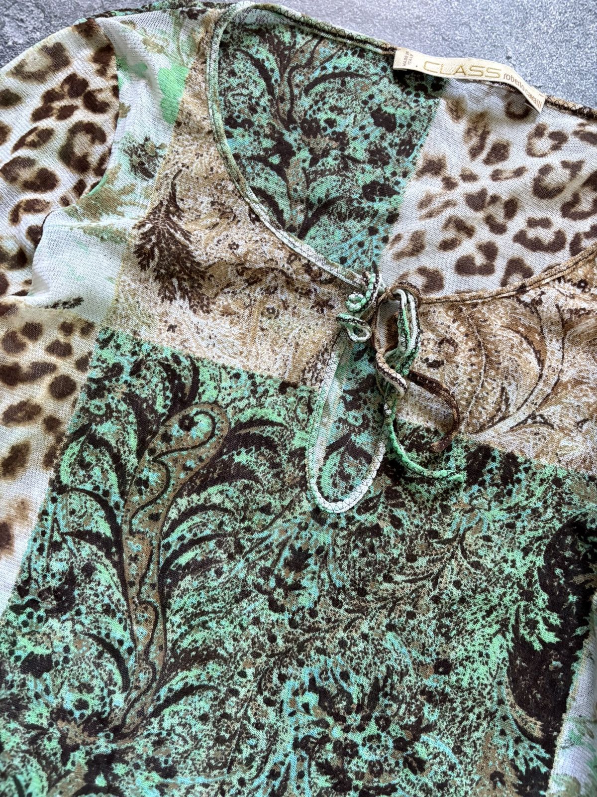 Roberto Cavalli Class Roberto Cavalli Abstract Leopard Floral Print Mesh Top Size S / US 4 / IT 40 - 7 Thumbnail