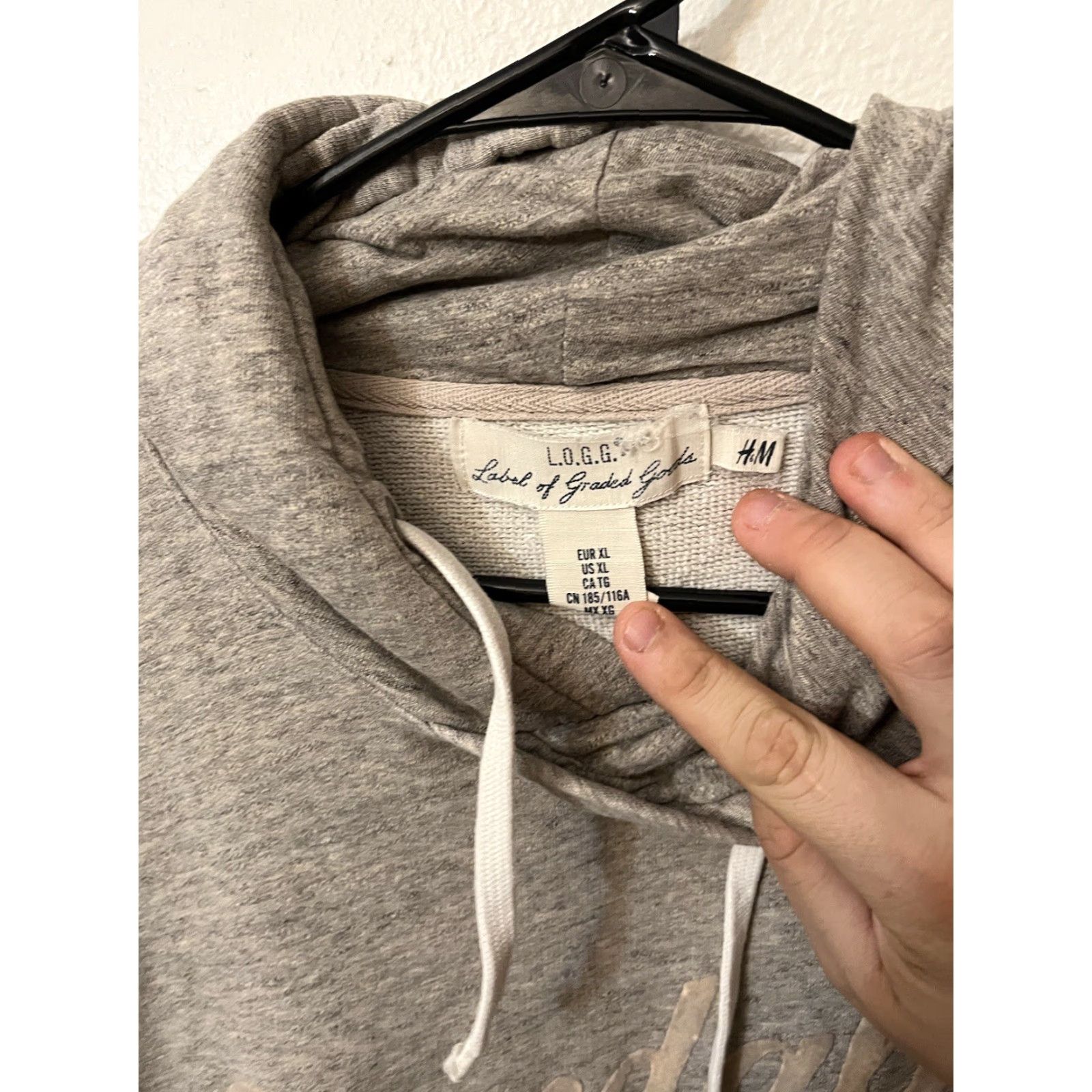 H&M VINTAGE H&M LOGG Hoodie Mens XL Beige Pullover Hooded Cotton Size US XL / EU 56 / 4 - 2 Thumbnail