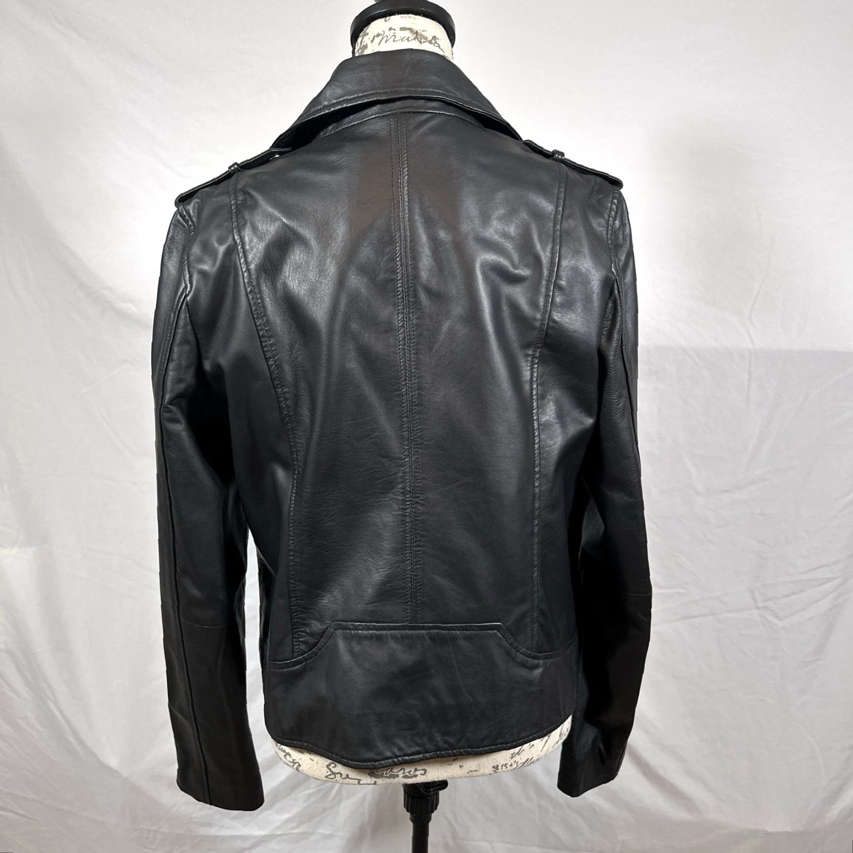 Sam Edelman Womens Black Moto Jacket Medium Faux Leather Asymmetrical Rockabilly Buckle Size M / US 6-8 / IT 42-44 - 4 Thumbnail