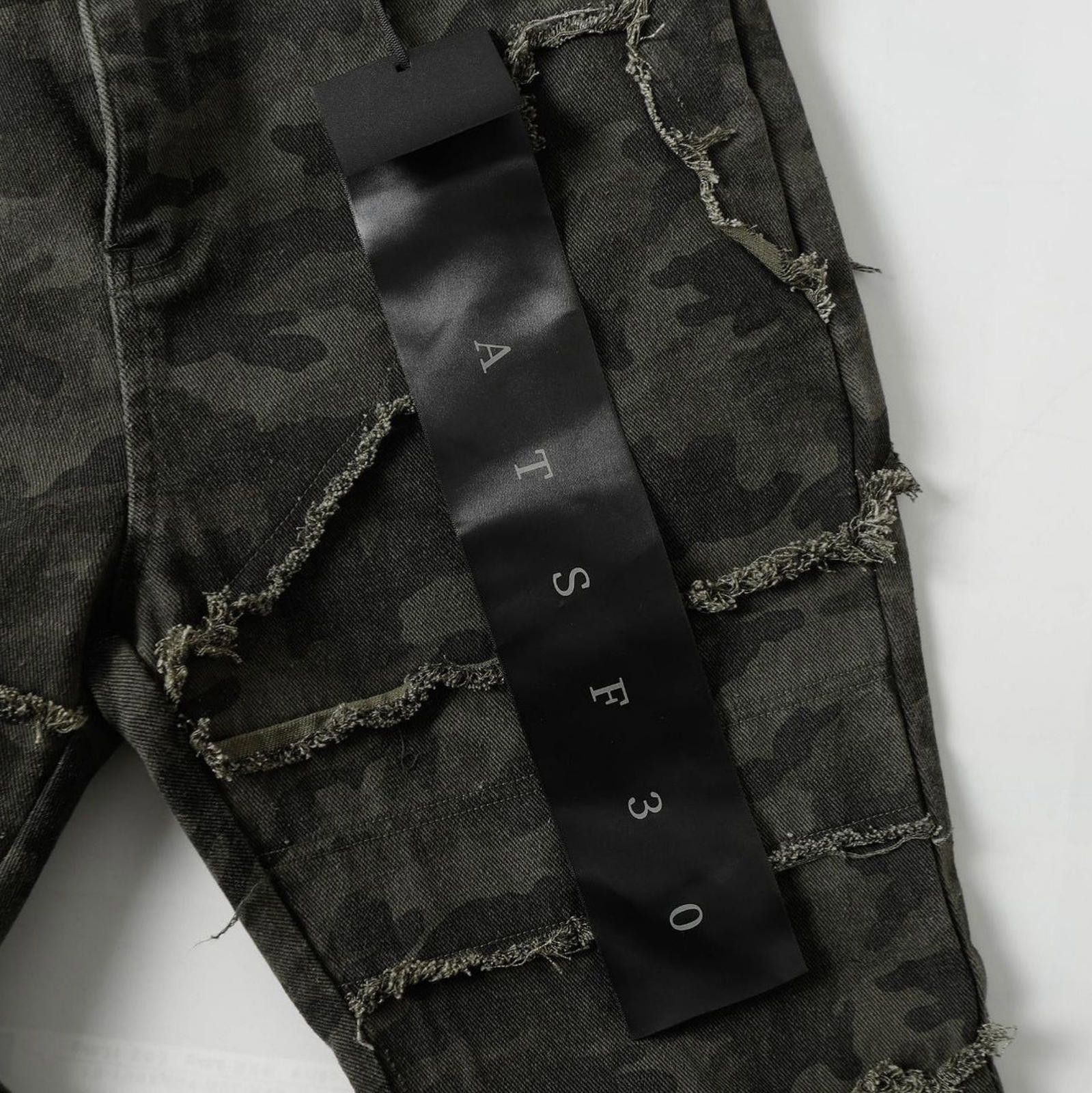 Japanese Brand Green Camouflage Distressed Flared Pants, Wide Leg Pants Size US 30 / EU 46 - 6 Thumbnail
