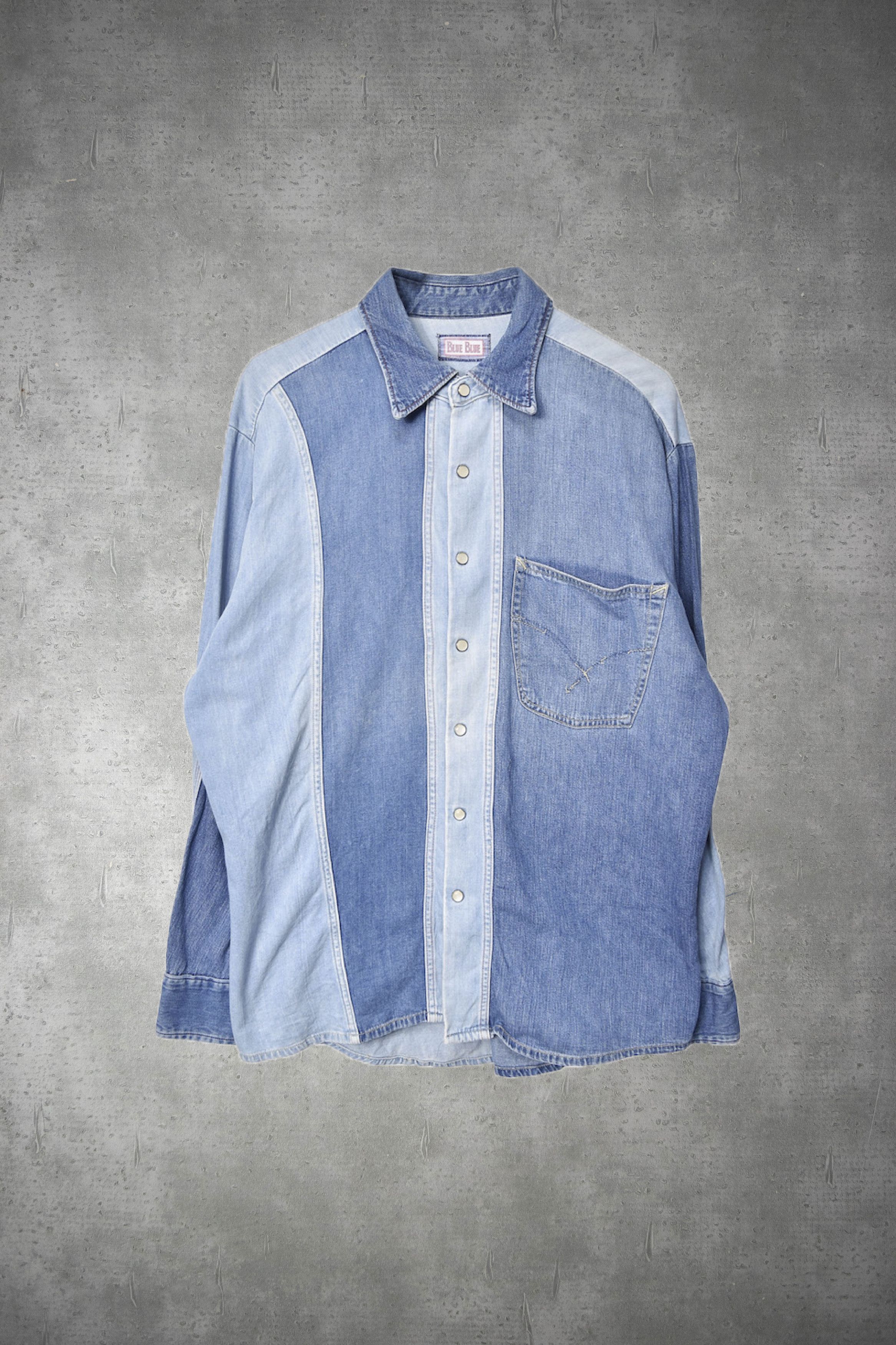 image of Blue Blue Japan Blue Blue/rebuild Denim Shirt/26524 - 693 77, Men's (Size Medium)
