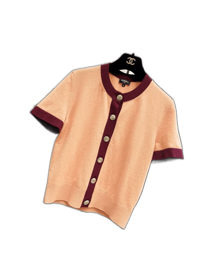 Chanel Orange Short Sleeve Cardigan Set