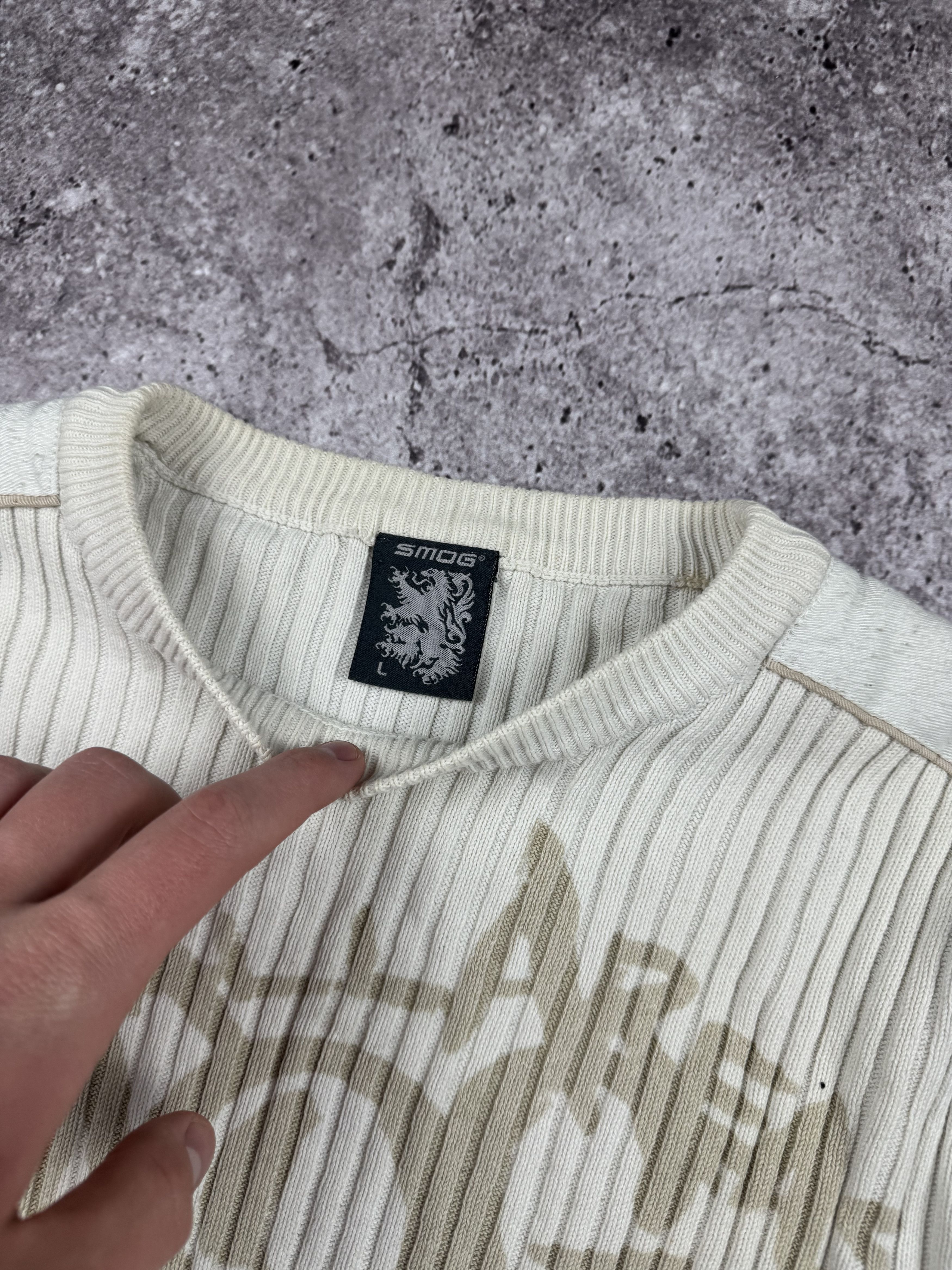 Vintage Vintage Y2K Archival Avant Garde Style Painted Knit Sweater Size US L / EU 52-54 / 3 - 6 Thumbnail