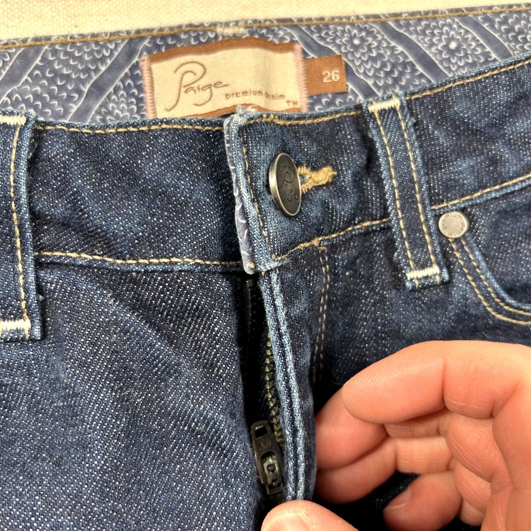 Paige VINTAGE Paige Jeans Womens 26 Blue Heights Low Rise Dark Wash Slim Straight Jeans Size 26" / US 2 / IT 38 - 3 Thumbnail