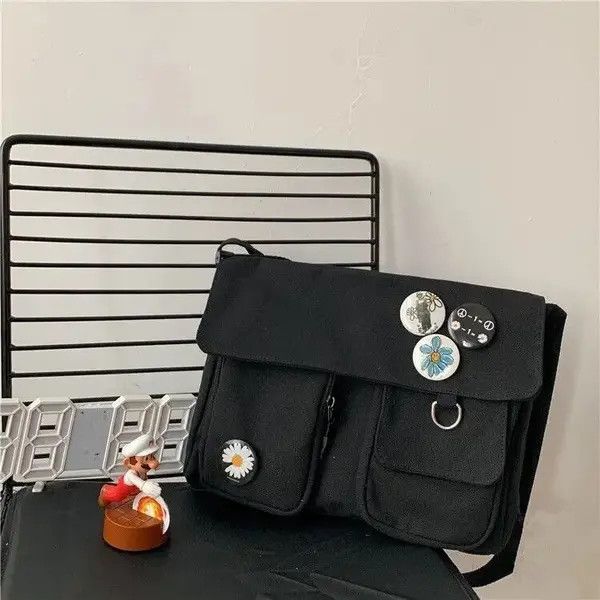 VIBE Women Black Canvas Messenger Bag Size ONE SIZE - 1 Thumbnail
