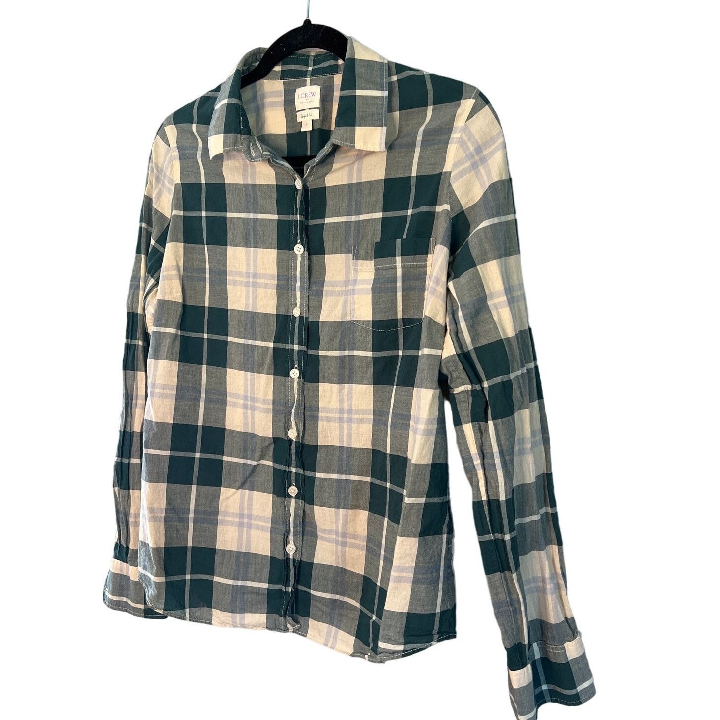 J.Crew J CREW Women's plaid button down perfect fit long sleeve top Size L / US 10 / IT 46 - 2 Thumbnail