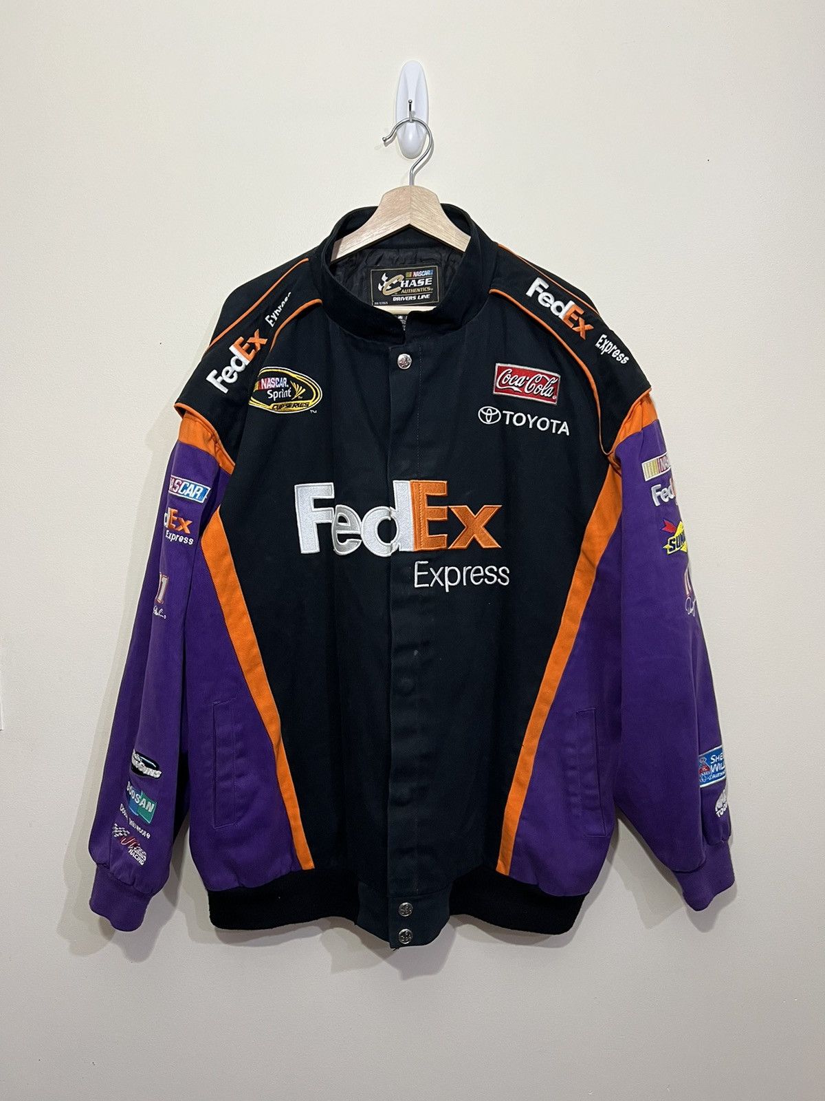 image of Chase Authentics x Racing Vintage Fedex Racing Jacket in Purple, Men's (Size 2XL)