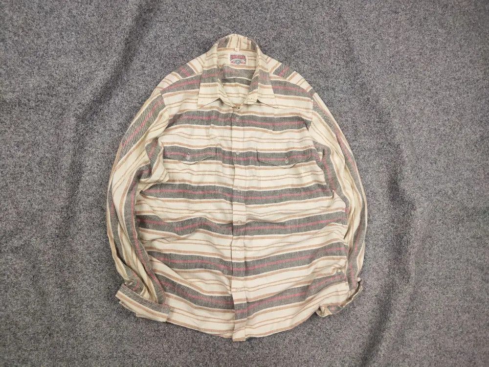 Japanese Brand Rough Trade Vintage work wear Japan button Flannel shirt Size US L / EU 52-54 / 3 - 1 Thumbnail
