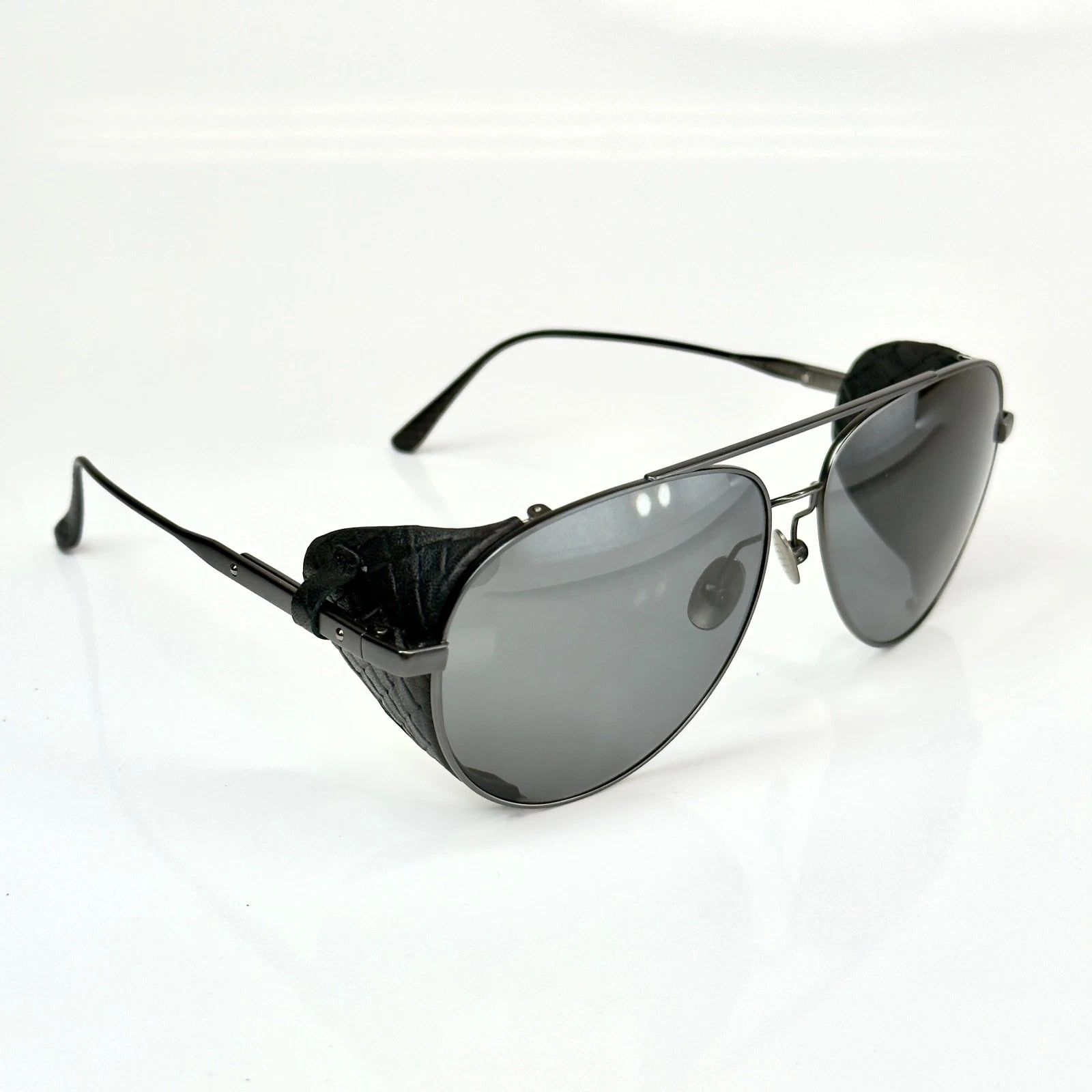 Bottega Veneta BOTTEGA VENETA BV0041S 0041 Titanium Leather Sunglasses Size ONE SIZE - 7 Thumbnail