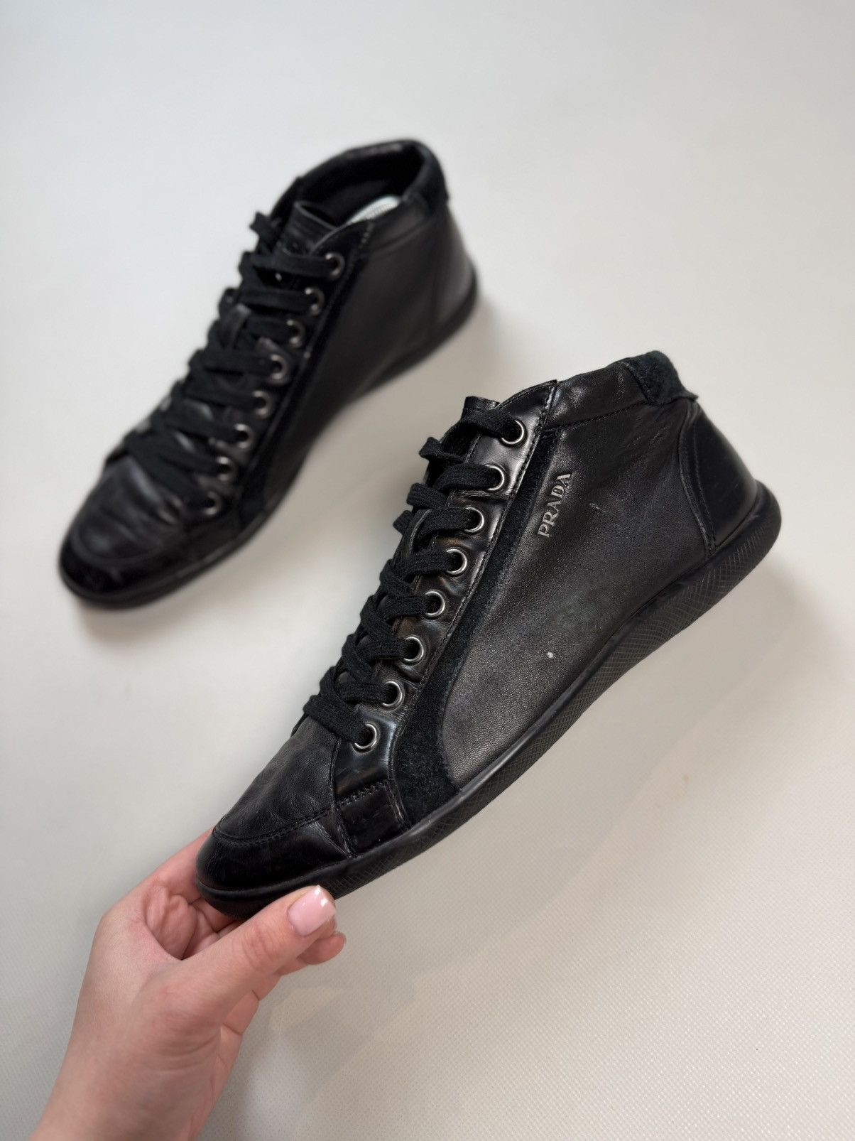 Prada Prada Men’s Leather Casual Mid Lace Up Sneakers Shoes Size US 10 / EU 43 - 12 Thumbnail