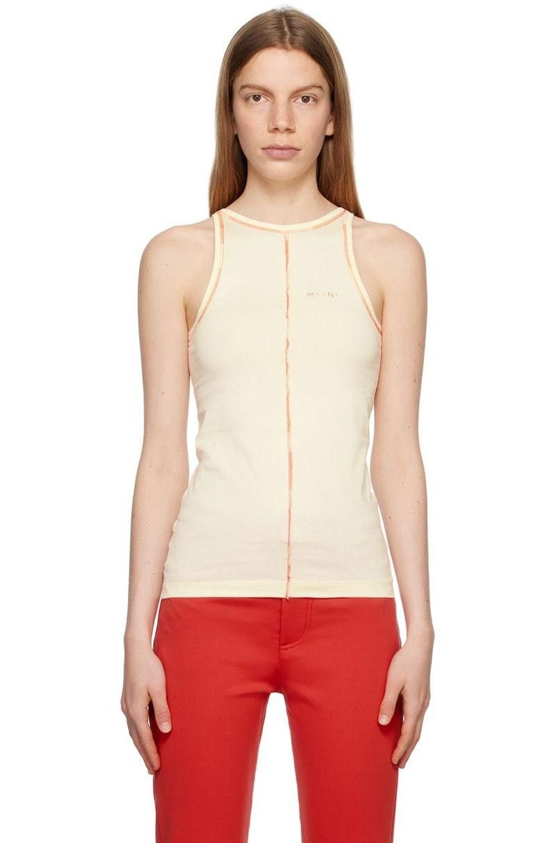 Marni o1y1125 Tank Top in Cream Size L / US 10 / IT 46 - 1 Thumbnail