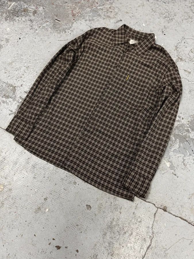 Armani 1990s Armani Checkered Khaki Green Shirt Size US S / EU 44-46 / 1 - 3 Thumbnail