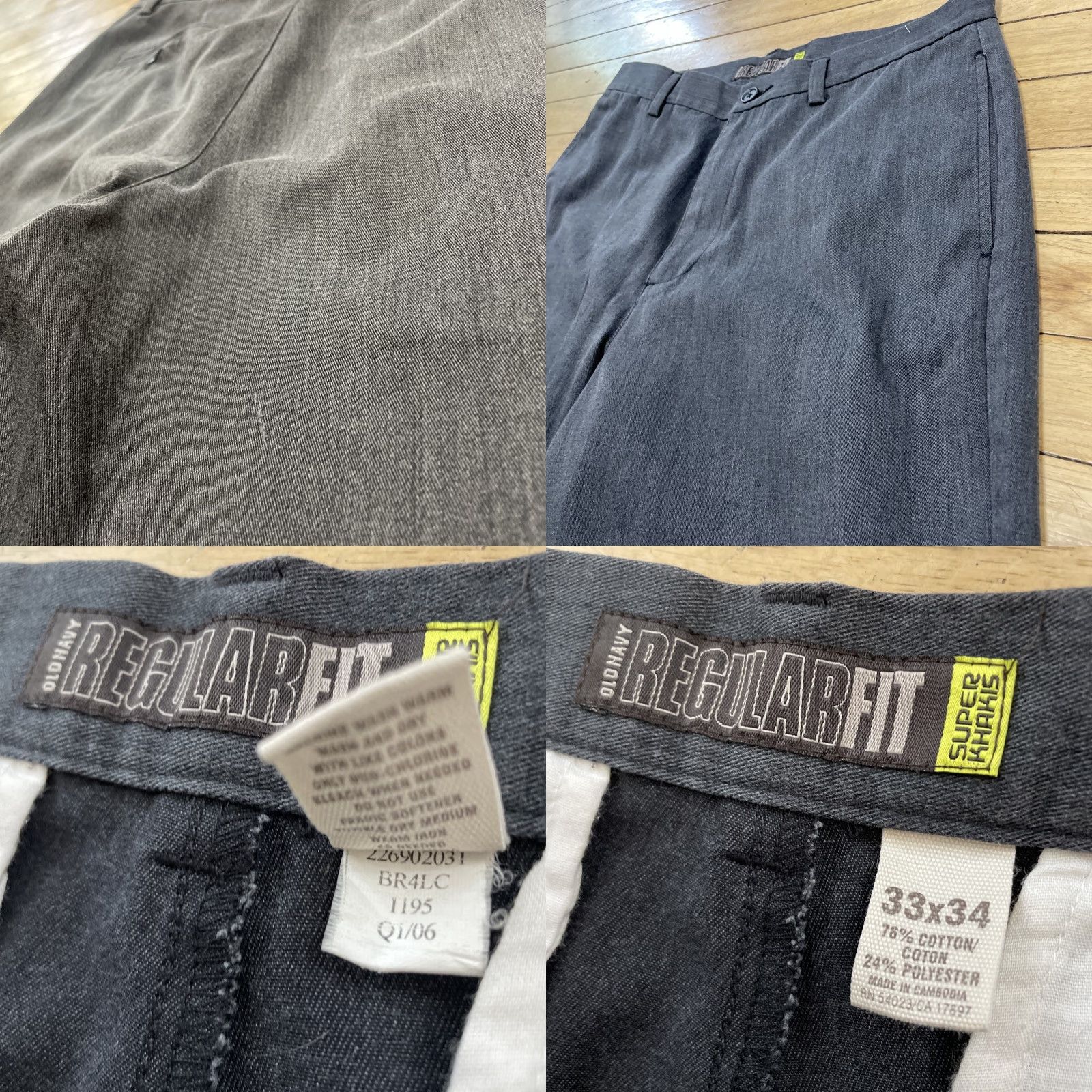 Old Navy VINTAGE NAVY Regular Fit Super Khakis Pants Men 33x34 Gray Slate Flat Front Chinos Work Casual 2006 Mens Size US 33 - 10 Thumbnail