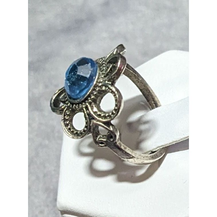 Other Floral Silver Tone Blue Gemmed Fashion Ring Size 6 Size ONE SIZE - 13 Thumbnail