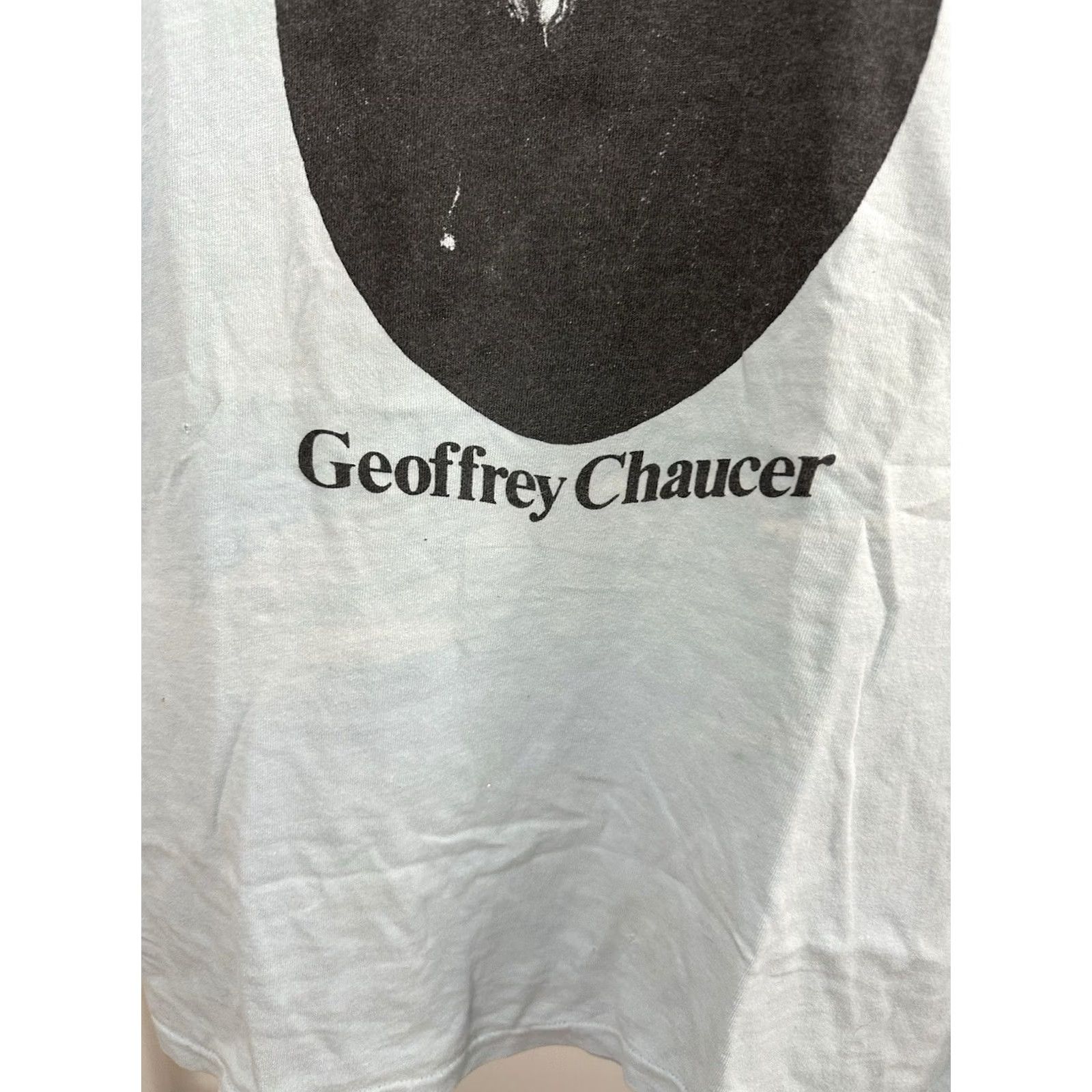 Hanes VTG 80s Geoffrey Chaucer Author Poet Literature Portrait Art T-Shirt L Blue Mens Shirt Size US L / EU 52-54 / 3 - 5 Thumbnail