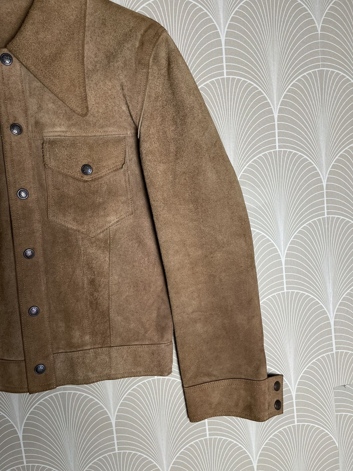 Genuine Leather × Homemade × Vintage 70s SUEDE RAWHIDE LEATHER BIKER JACKET Size US S / EU 44-46 / 1 - 4 Thumbnail