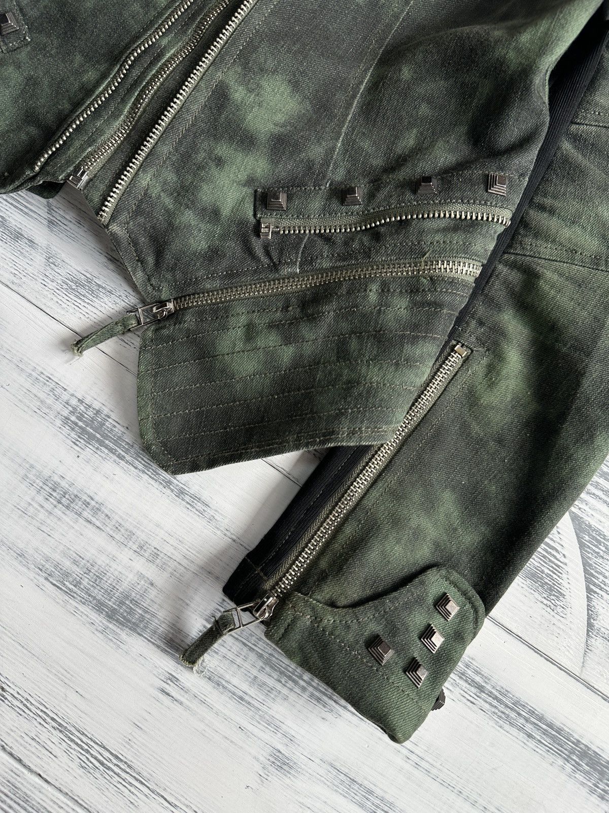 Japanese Brand Y2K Grunge Punk Spiky Acid Wash Denim Biker Moto Jacket Size S / US 4 / IT 40 - 5 Thumbnail